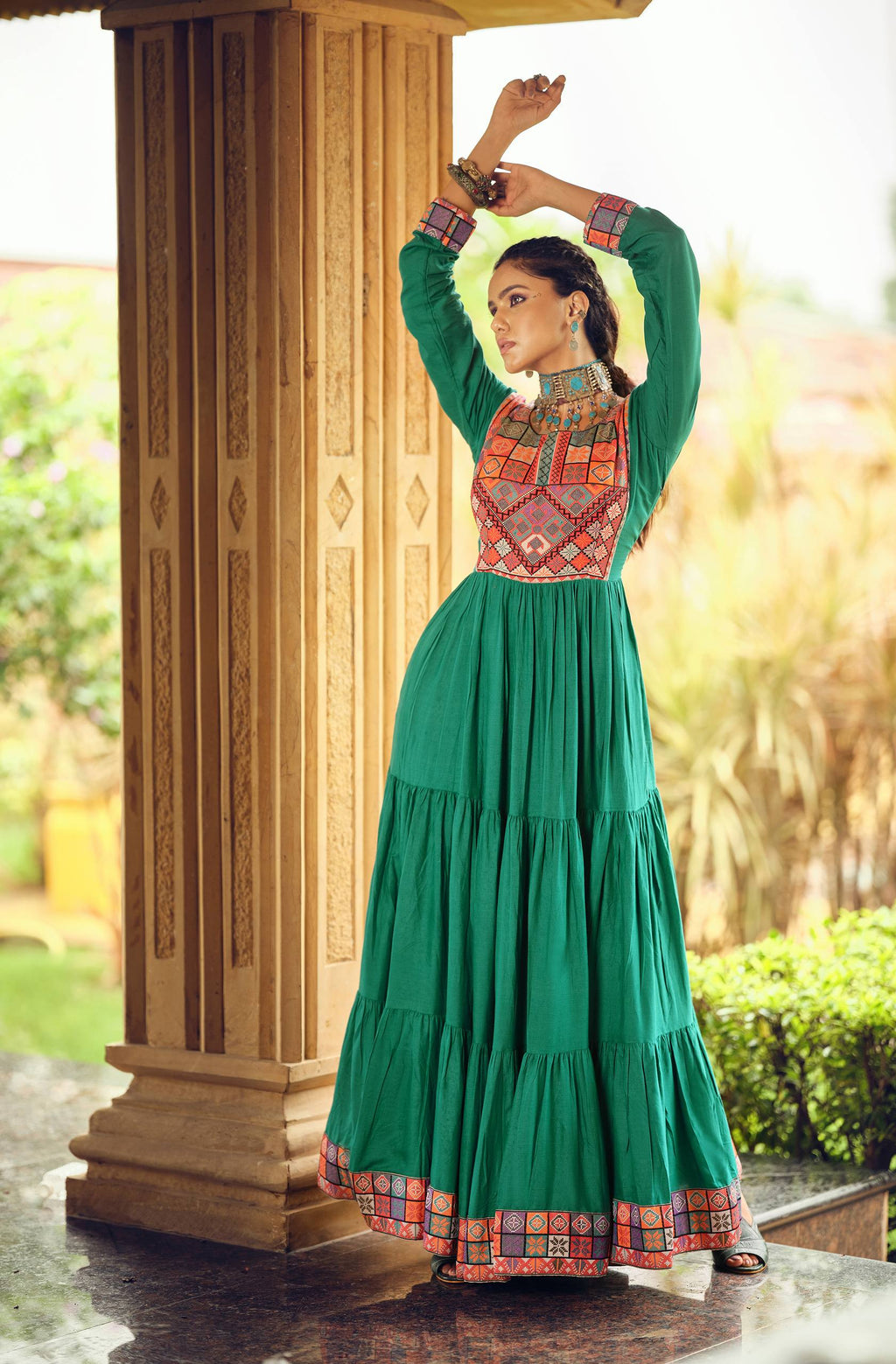 Green Embroidered Kurti for Women