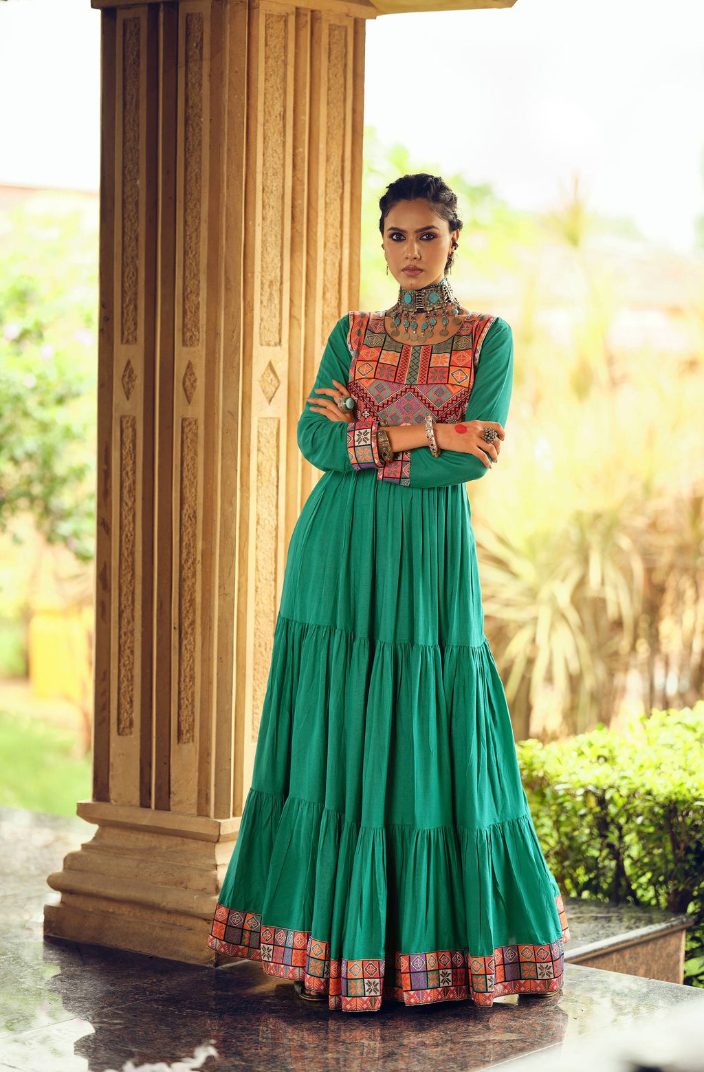Green Embroidered Kurti for Women