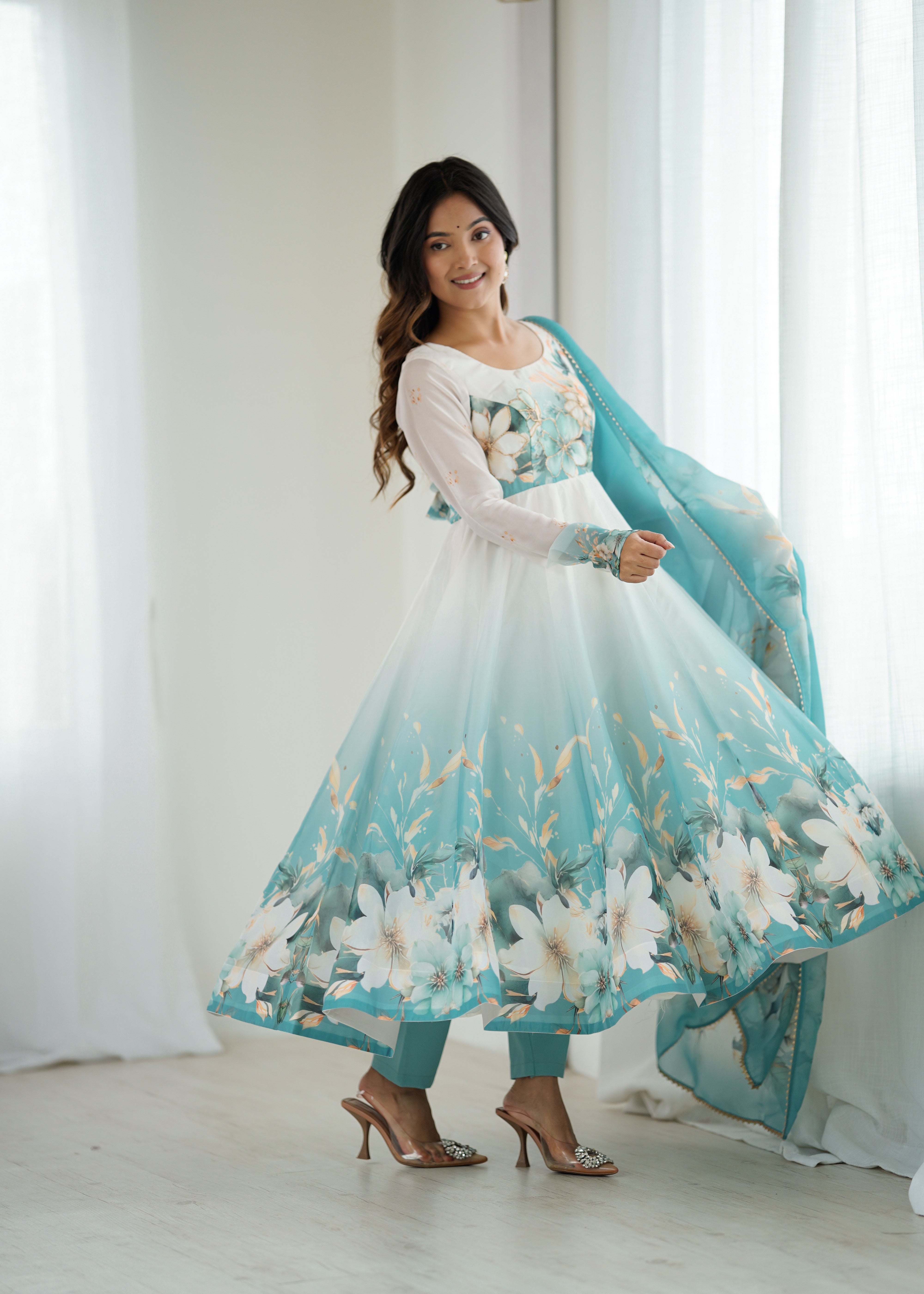 Floral Anarkali Kurta Set for Women