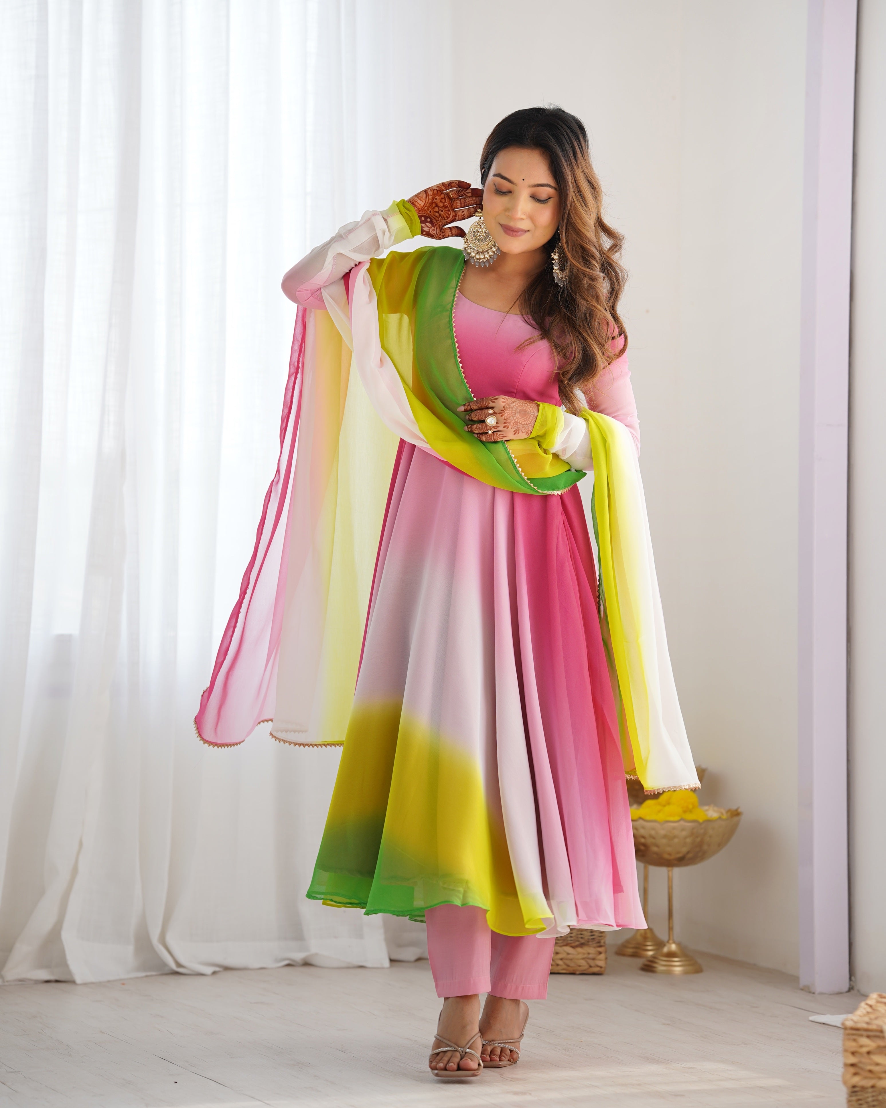 Multi Color Designer Anarkali Suit for Women with Flowy Ethnic Gown Style