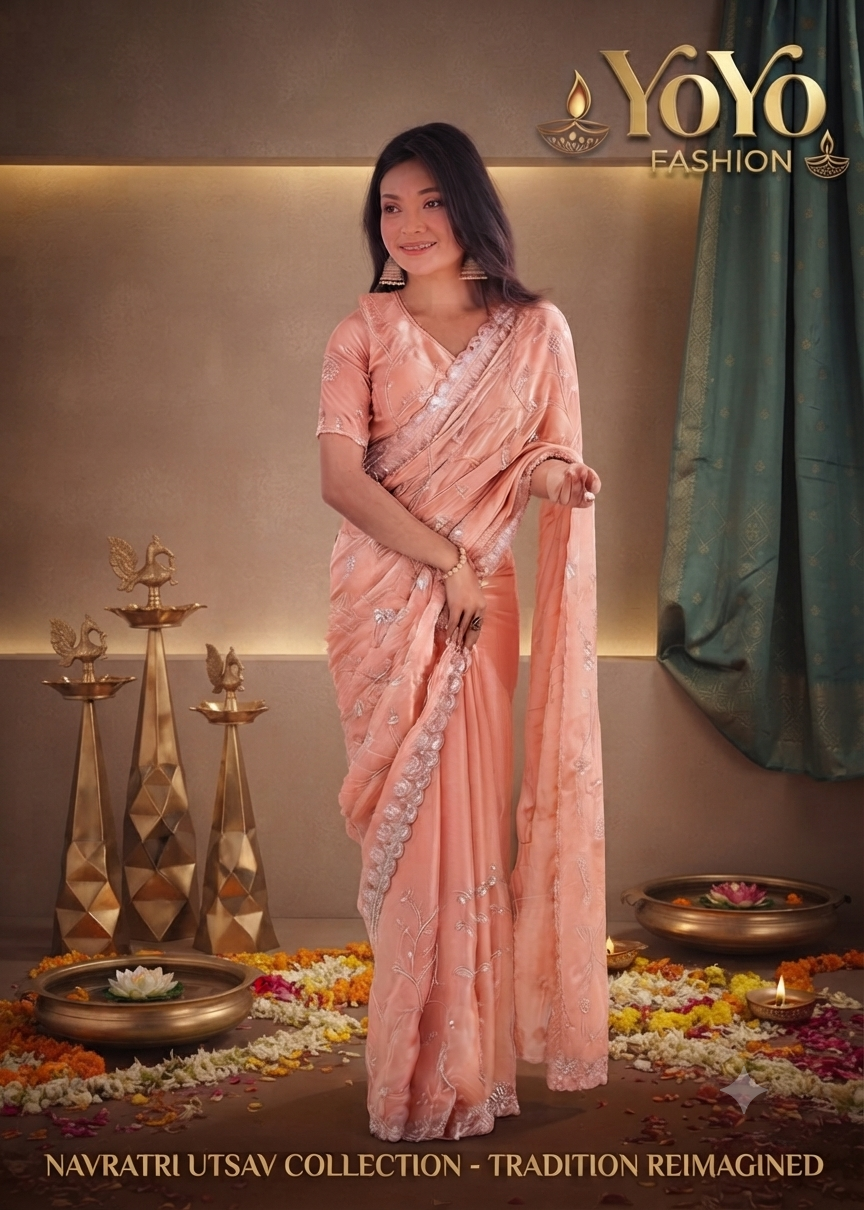 Gold Zari Polka Wedding & Festive Wear Saree