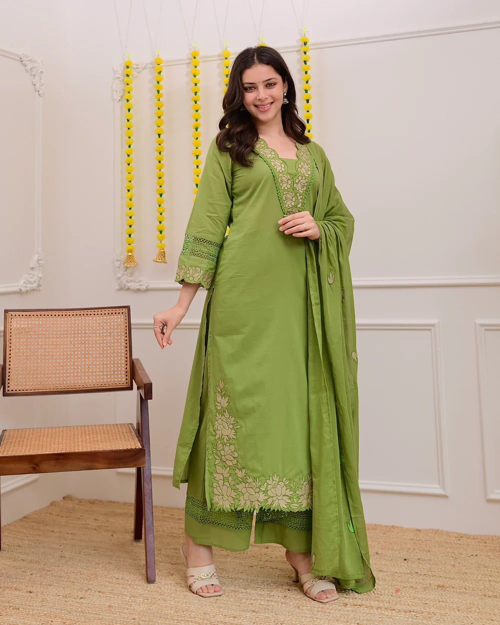 Designer Embroidered Kurta Set with Dupatta for Women