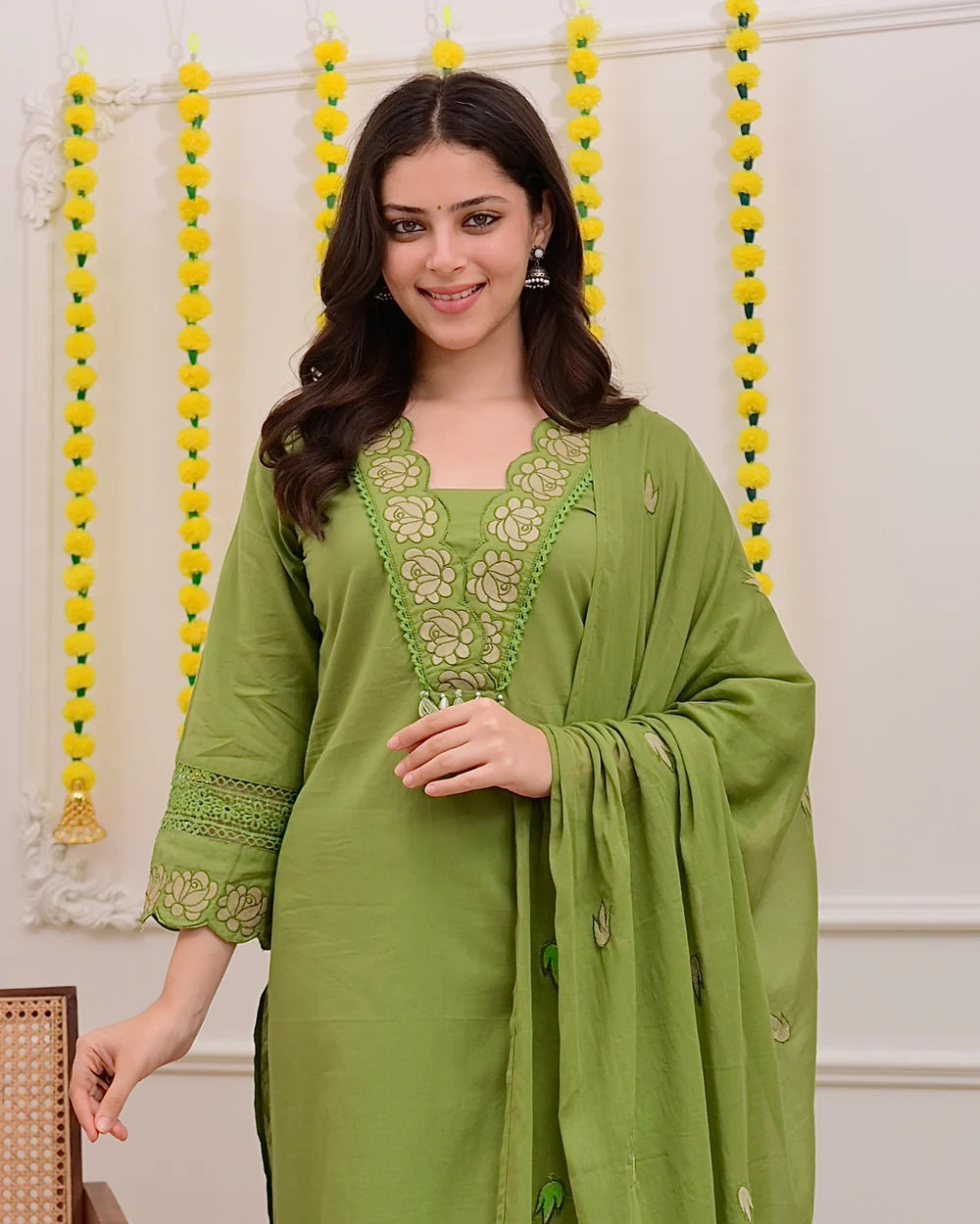 Designer Embroidered Kurta Set with Dupatta for Women