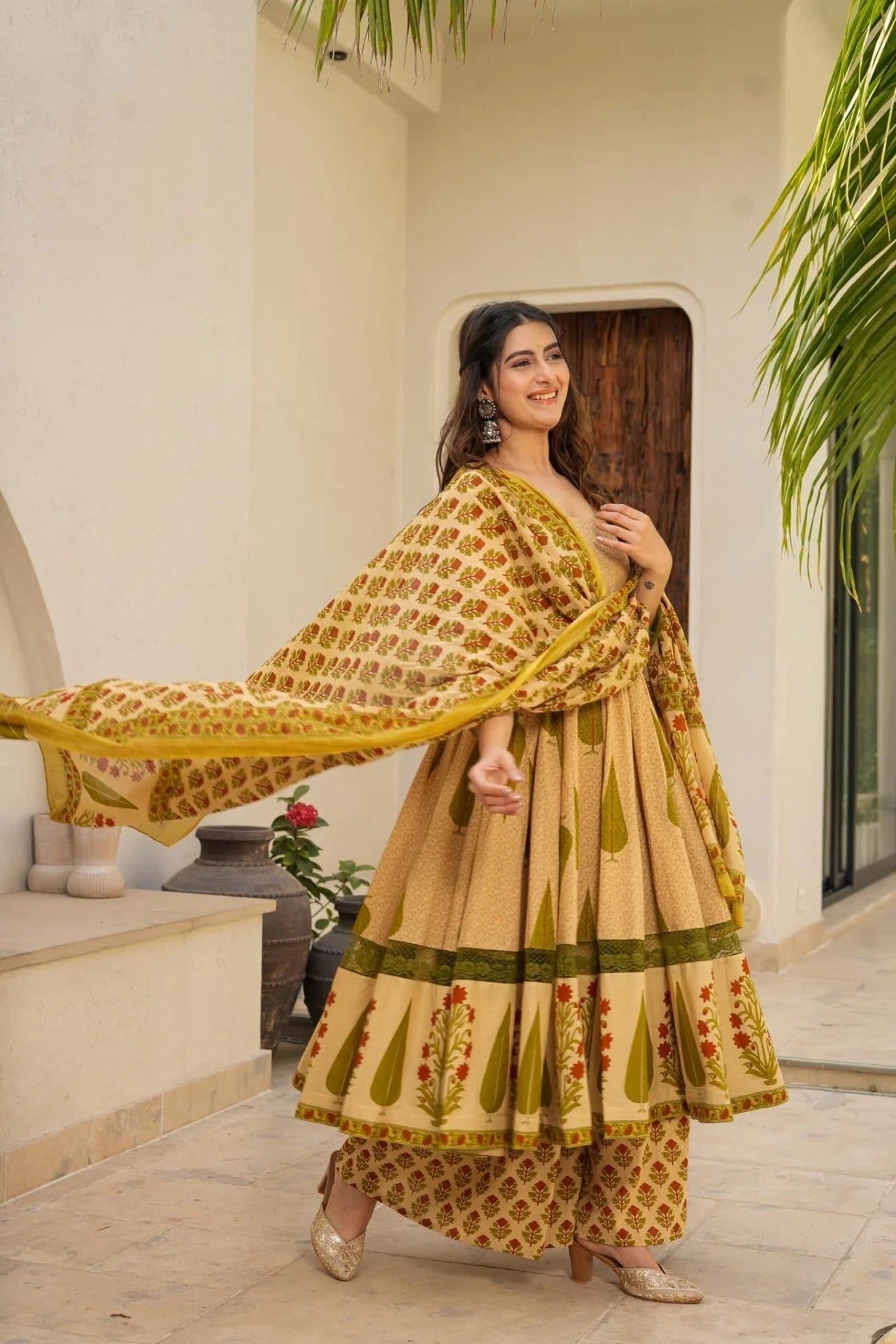 Women's Printed Anarkali Kurta Set with Dupatta