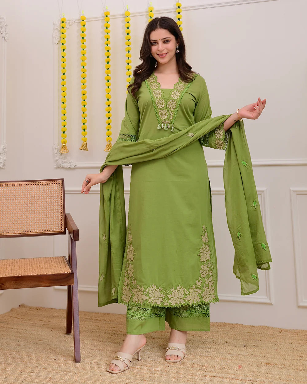Designer Embroidered Kurta Set with Dupatta for Women