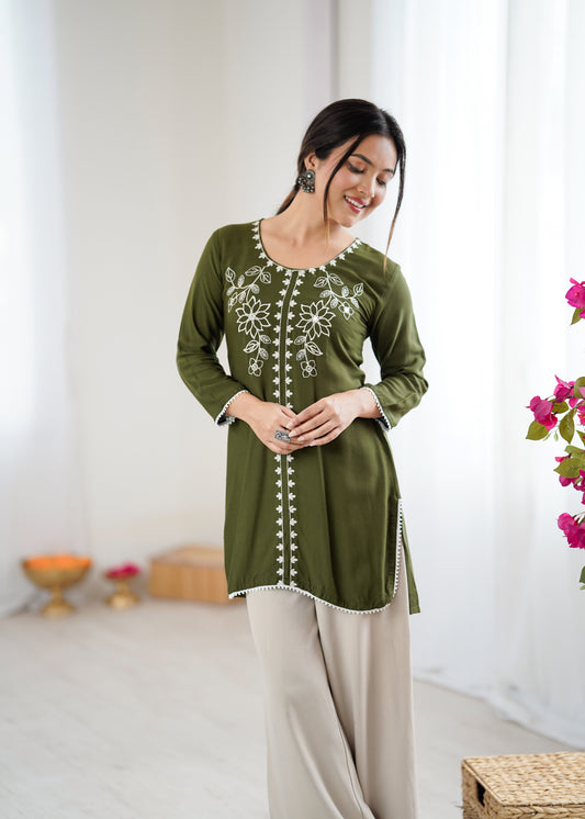 Elegant Green Tunic for Women – Ethnic & Casual Wear