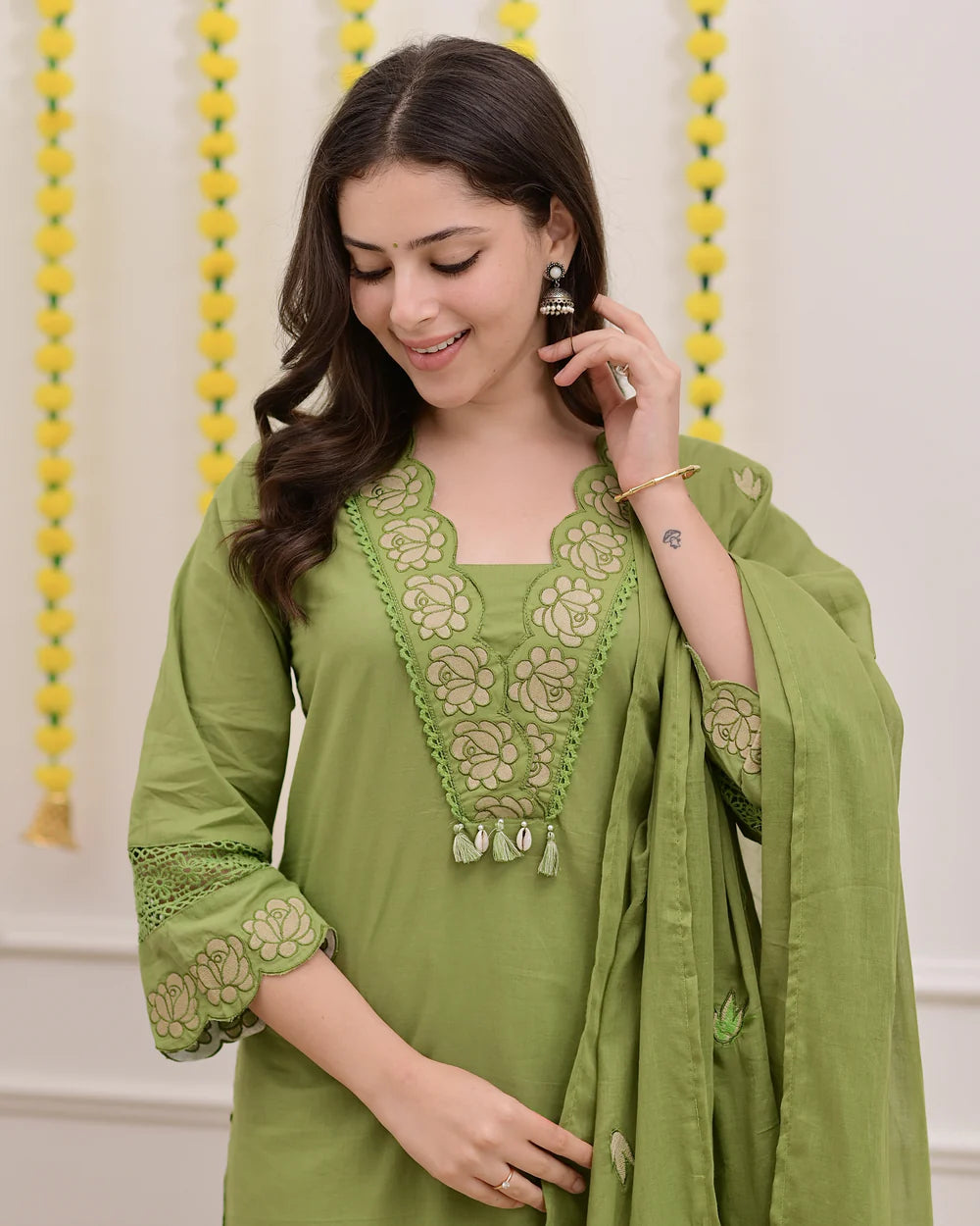 Designer Embroidered Kurta Set with Dupatta for Women