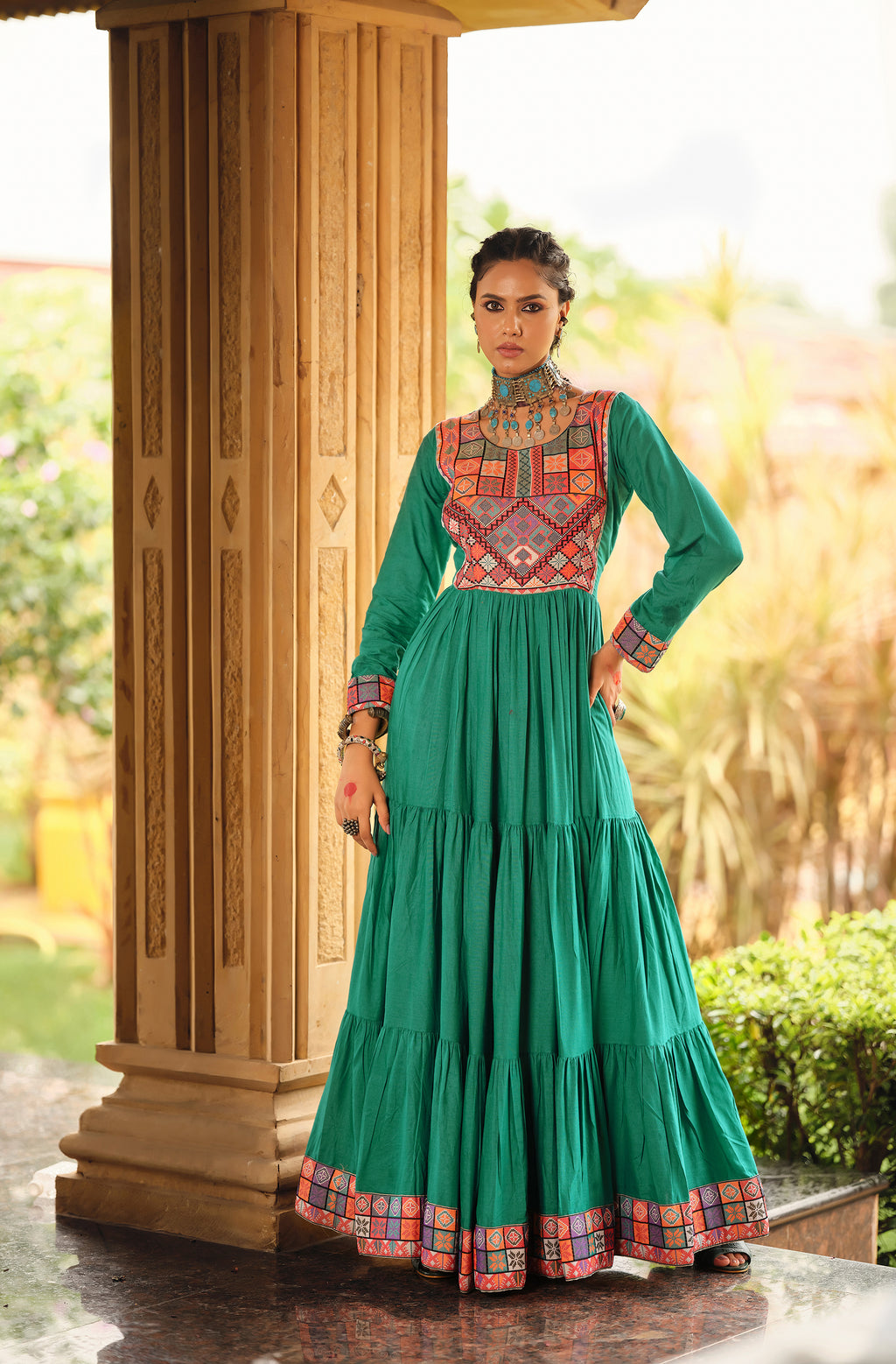 Green Embroidered Kurti for Women
