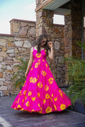 Hot Pink Printed Maxi Dress for Women
