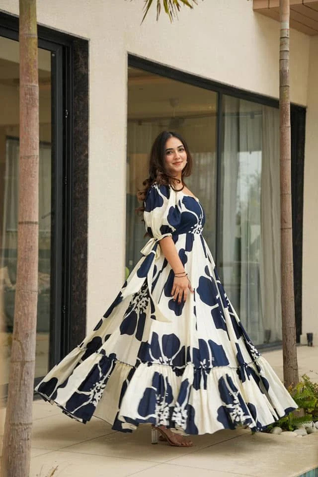 Floral Printed Anarkali Gown for Women