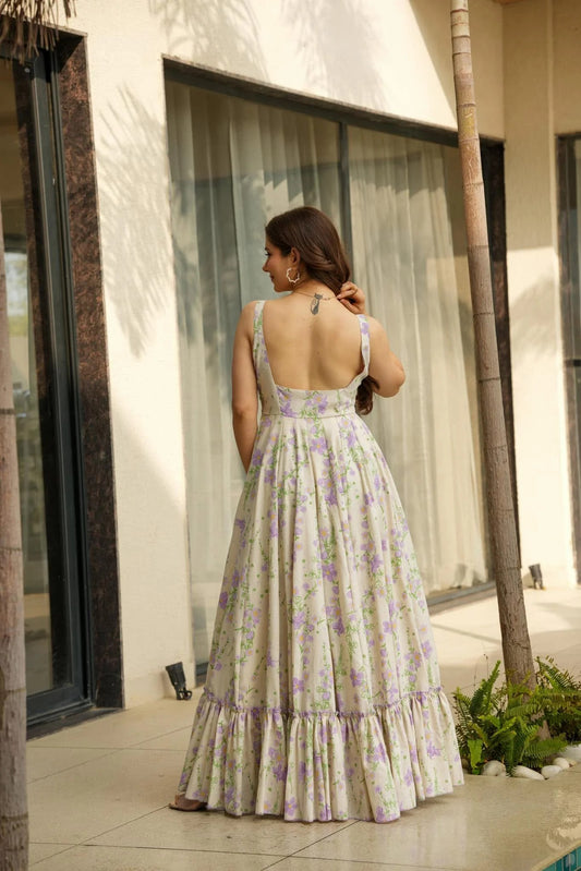 Floral Printed Rayon Maxi Dress