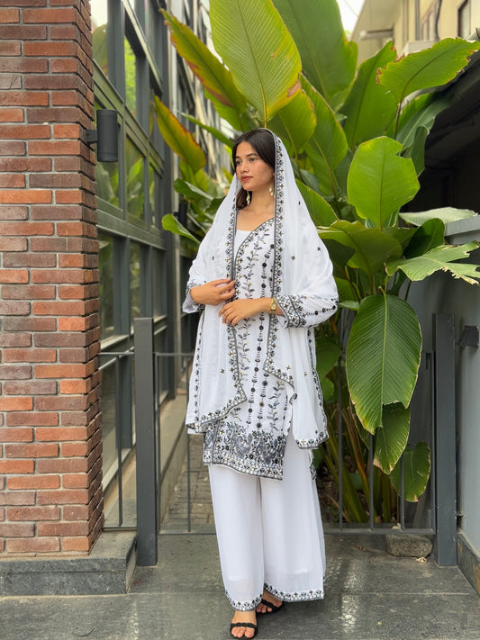 White Embroidered Kurta Set