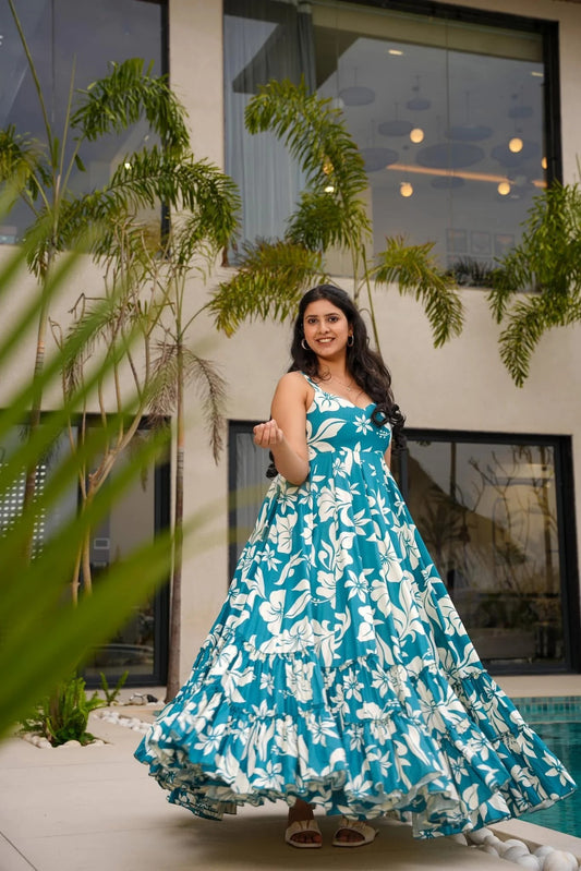 "Sky Blue Flare Dress"