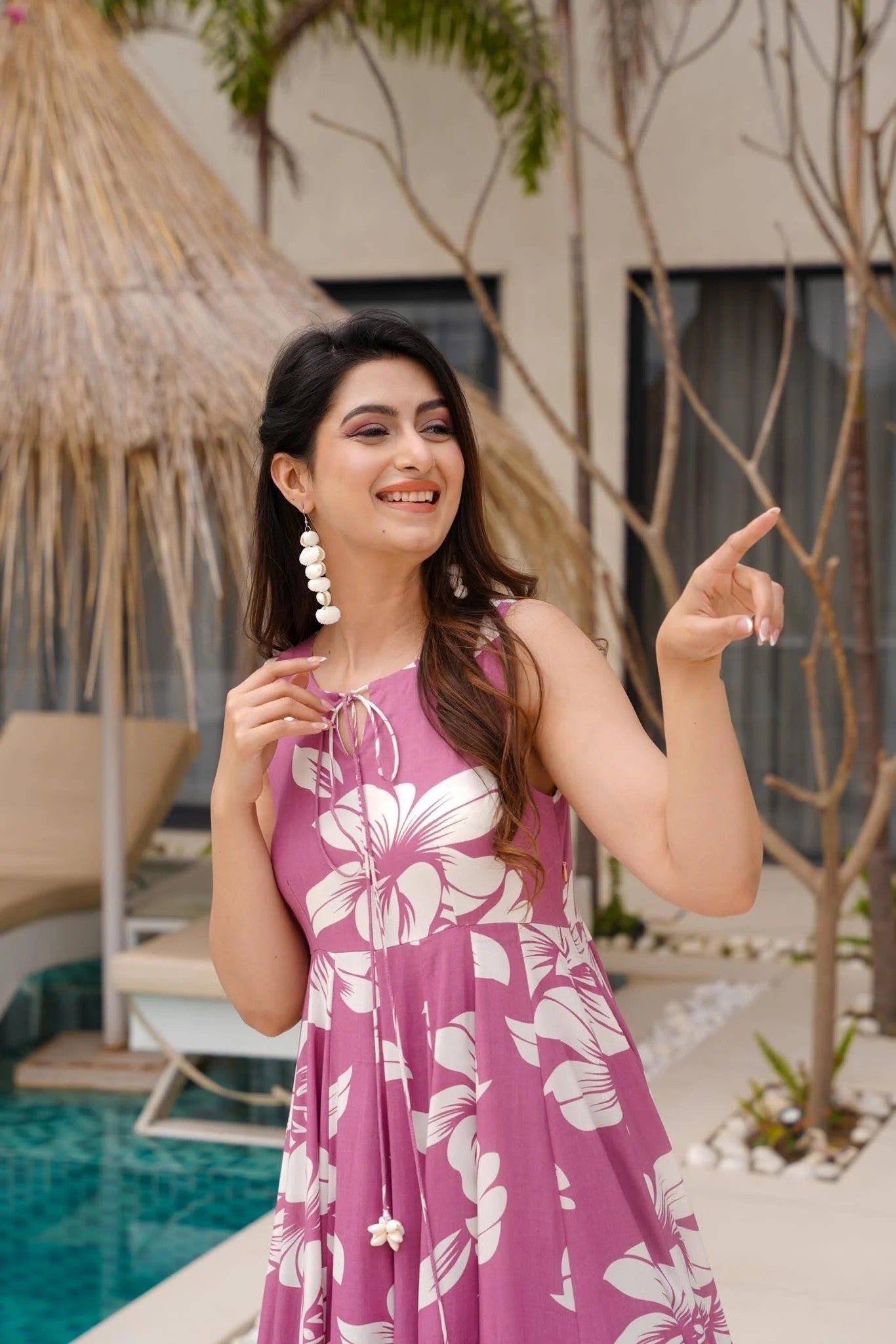 Pink Floral Maxi Dress for Women