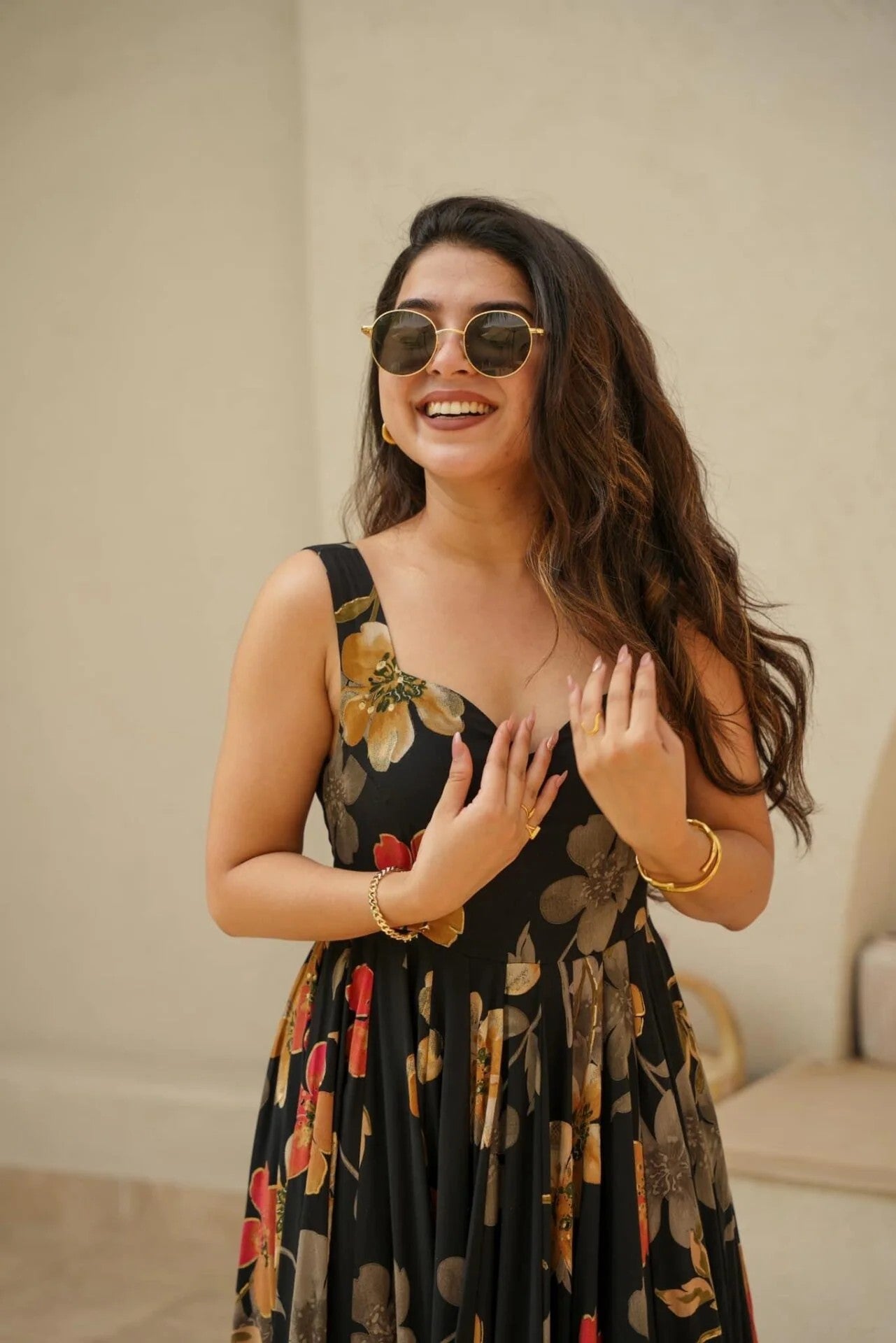 Black Floral Tiered Maxi Dress