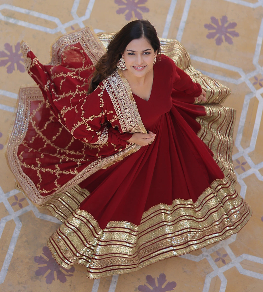Red Anarkali Suit with Dupatta for Women | Wedding & Bridal Wear