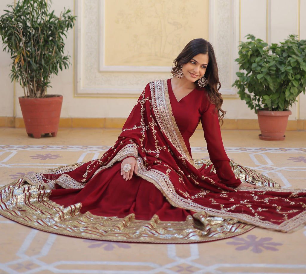 Red Anarkali Suit with Dupatta for Women | Wedding & Bridal Wear