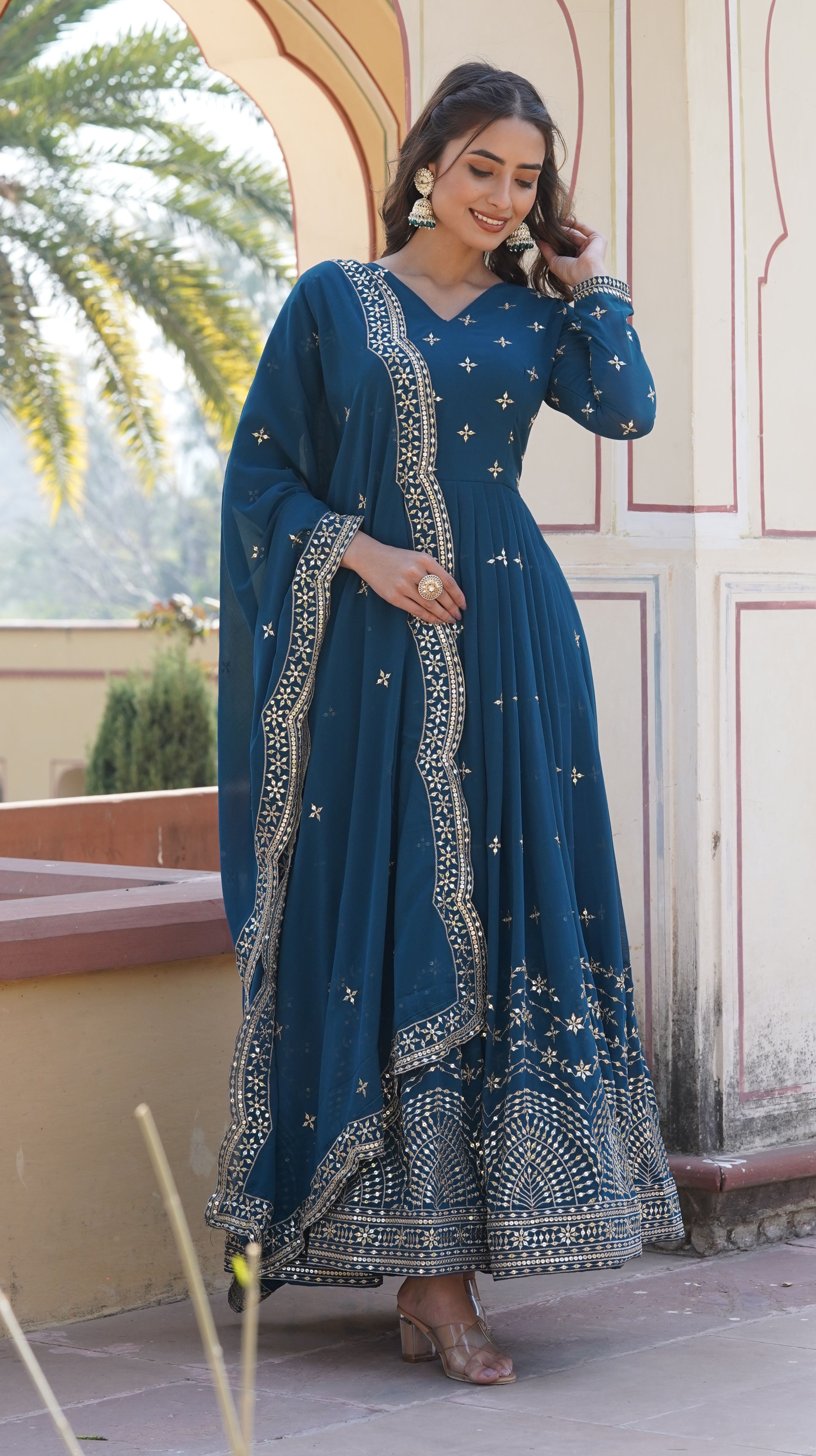 Turquoise Blue Anarkali Suit for Women | Festive & Party Wear