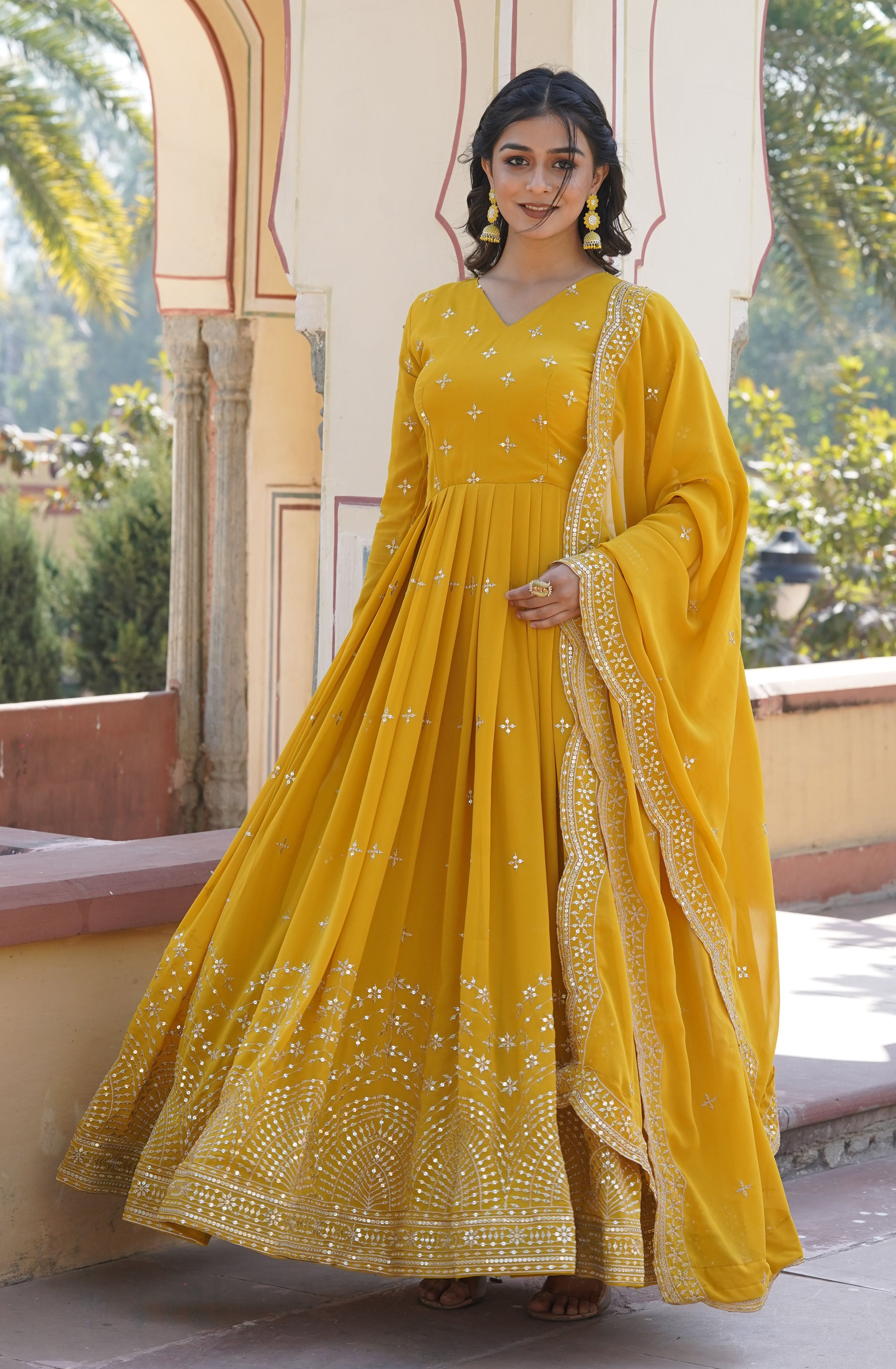 Mustard Yellow Anarkali Suit for Women | Haldi & Festive Wear