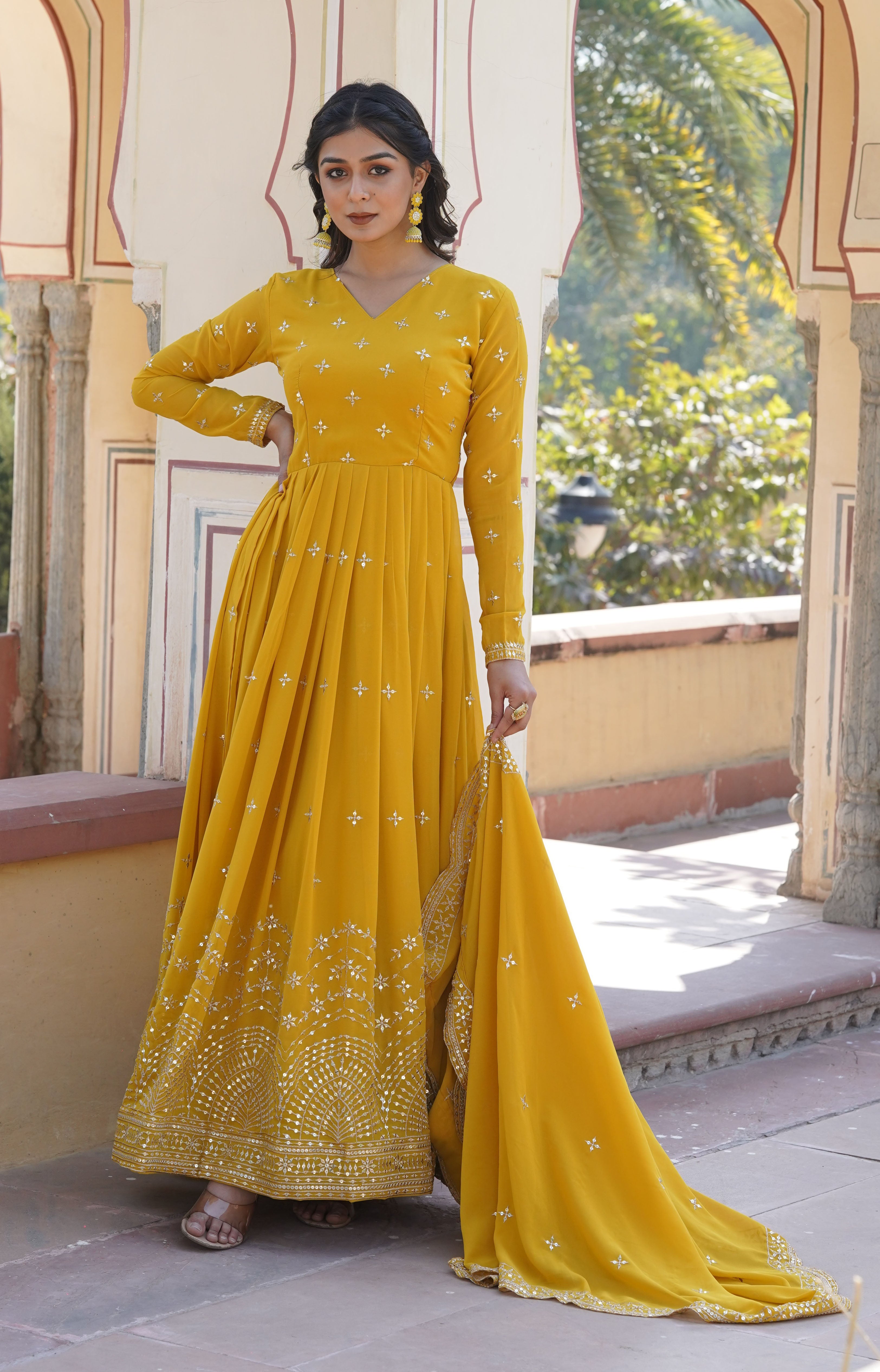 Mustard Yellow Anarkali Suit for Women | Haldi & Festive Wear
