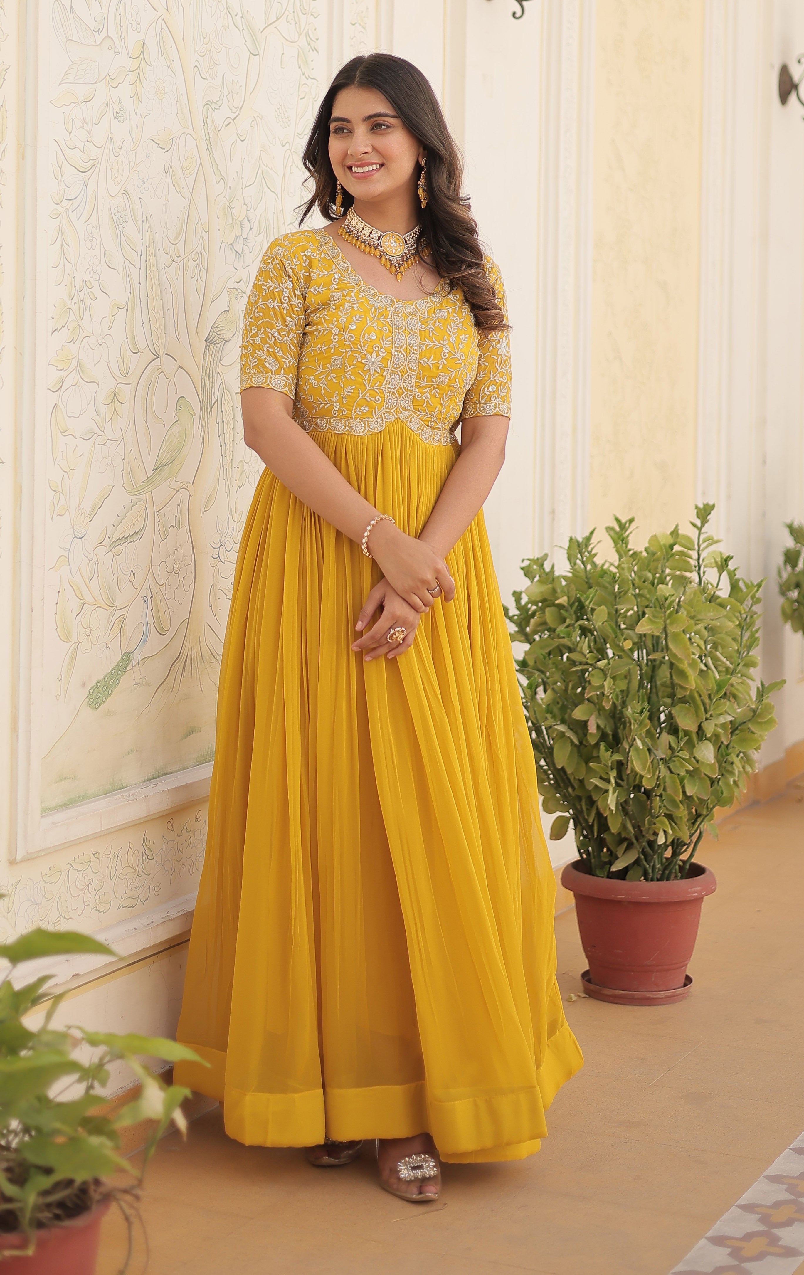 Premium Designer Readymade Yellow Kurta Set