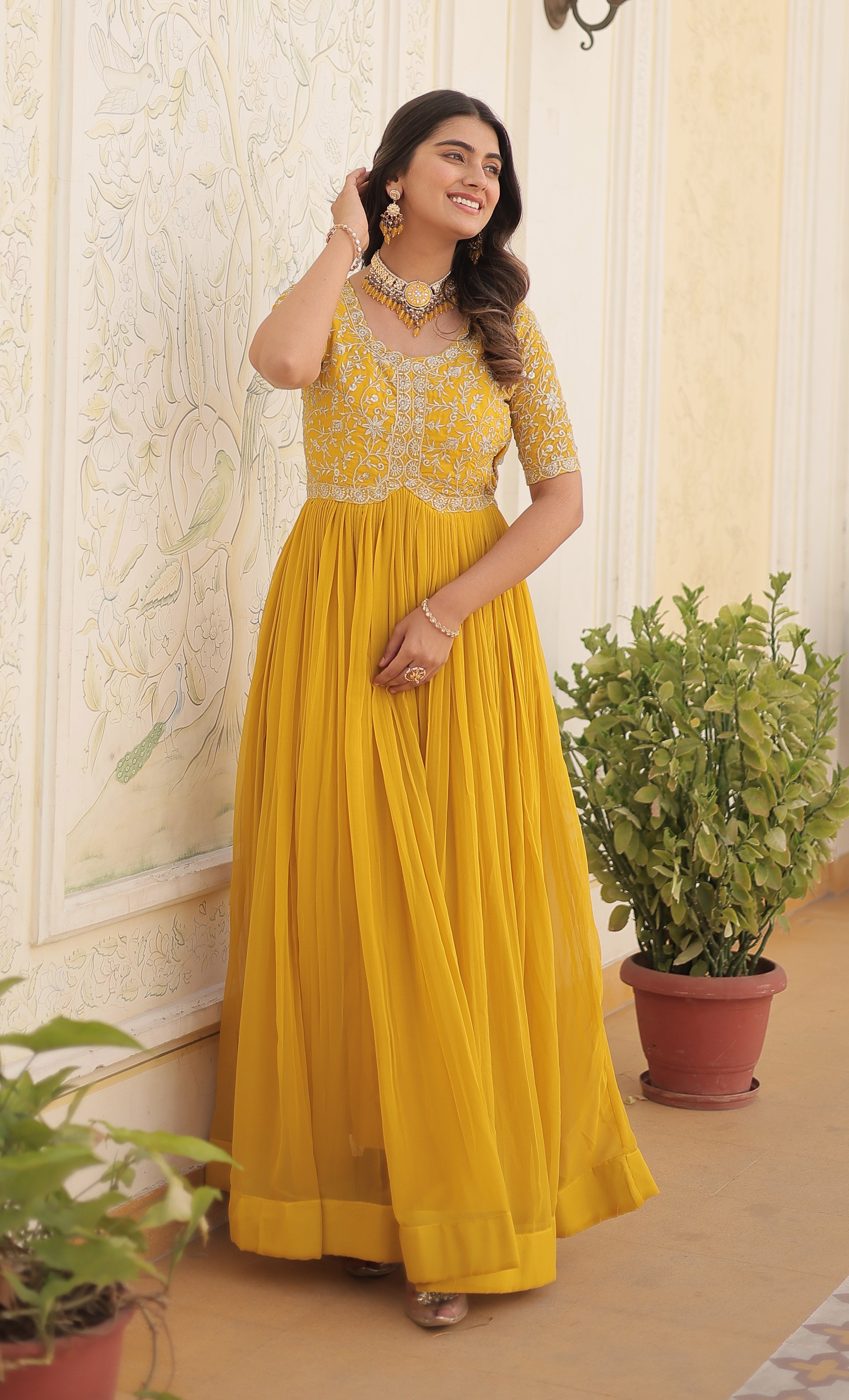 Premium Designer Readymade Yellow Kurta Set