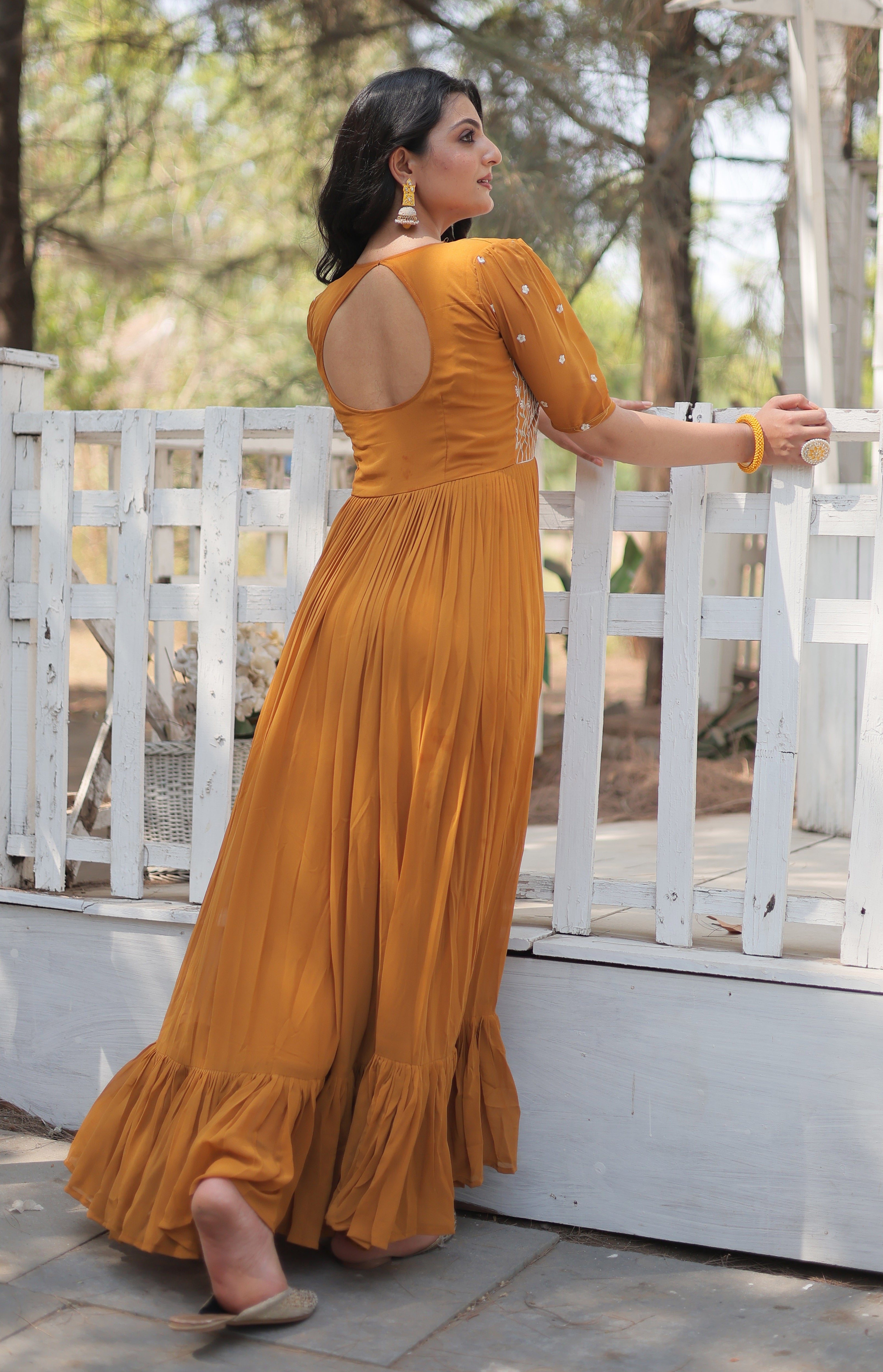 Elegant Embroidered Tiered Maxi Dress for Women