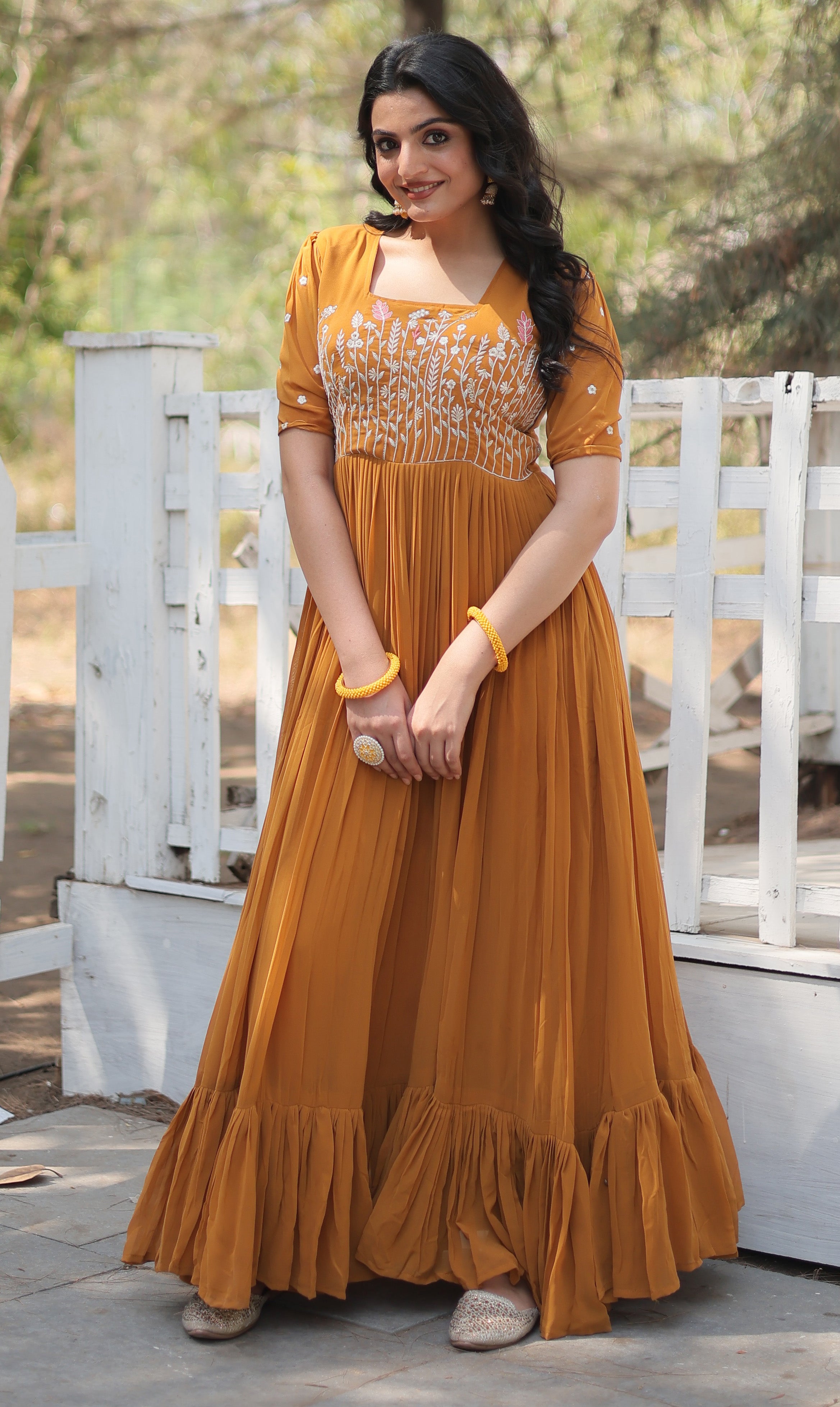 Elegant Embroidered Tiered Maxi Dress for Women