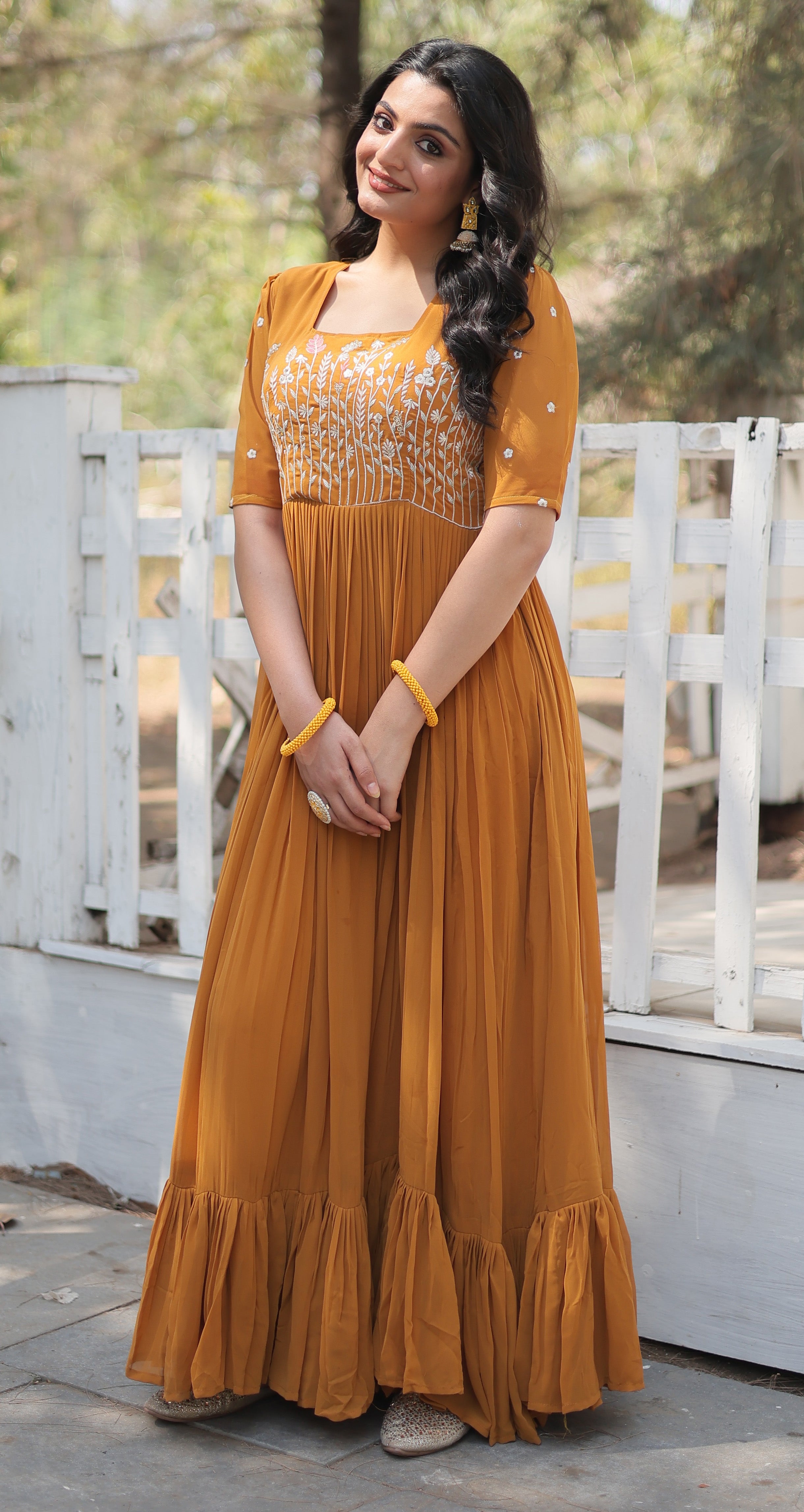 Elegant Embroidered Tiered Maxi Dress for Women
