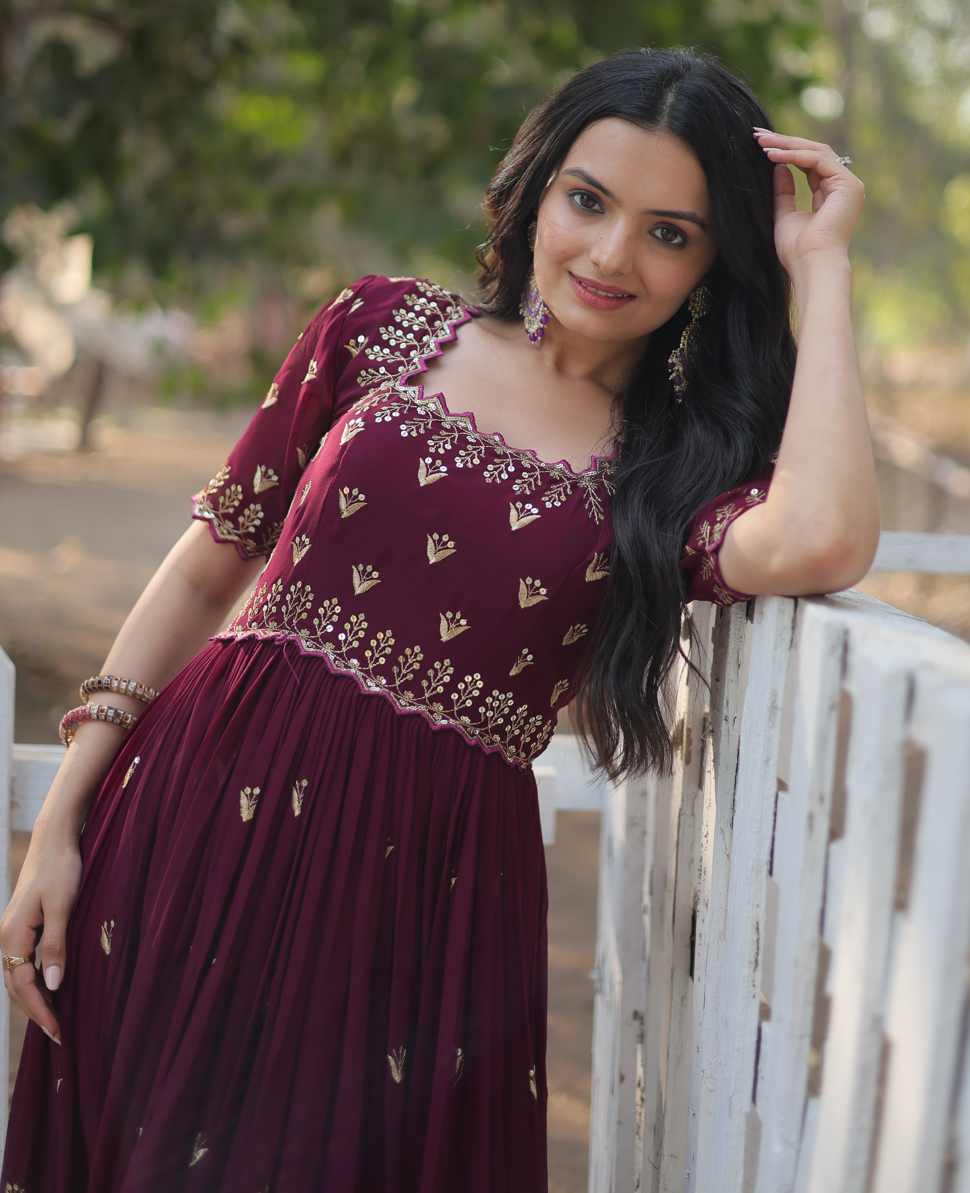 Maroon Anarkali Kurta Set for Women | Festive & Party Wear Ethnic Dress