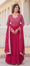 Designer Embroidered Pink Kurta Set