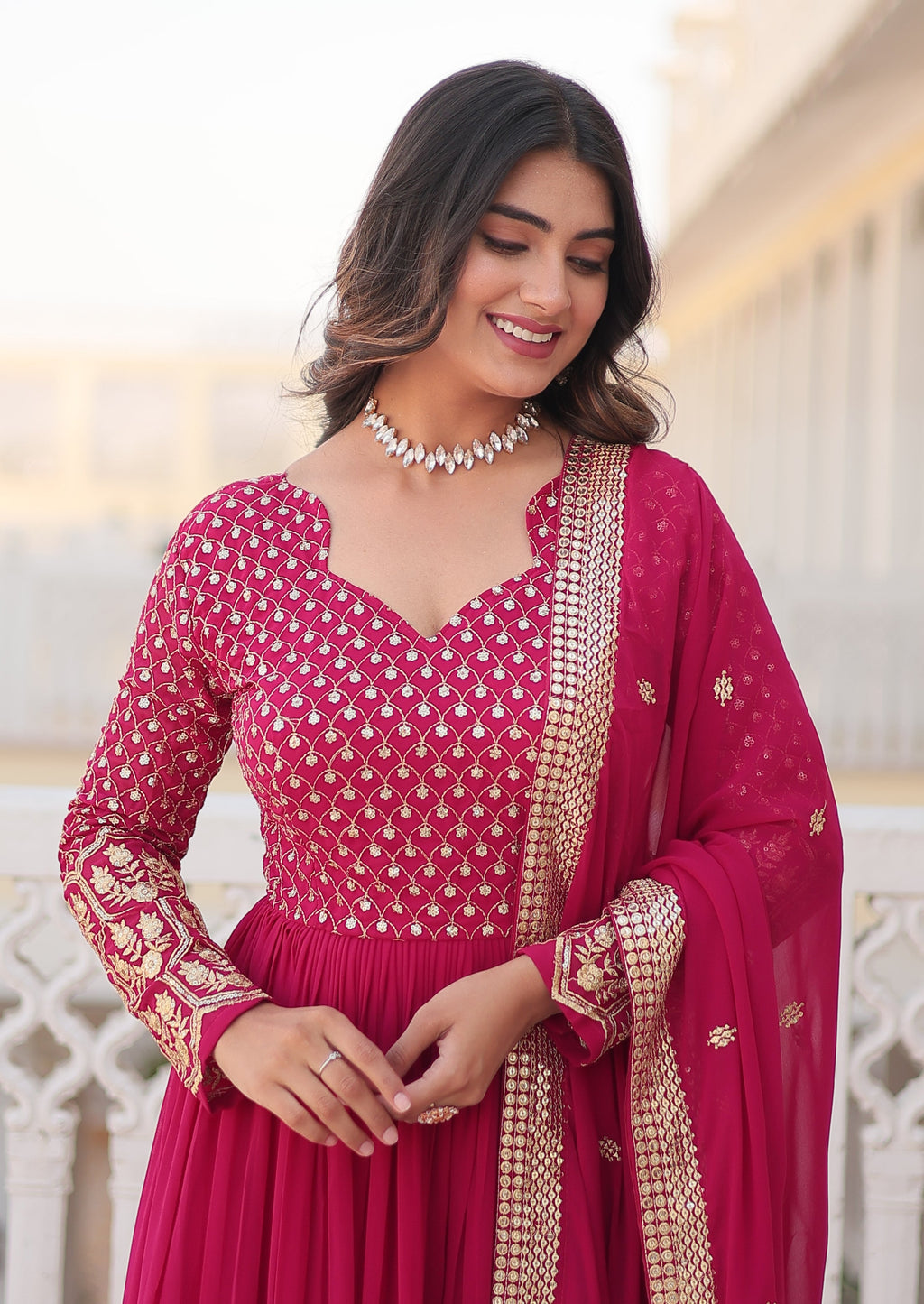Designer Embroidered Pink Kurta Set