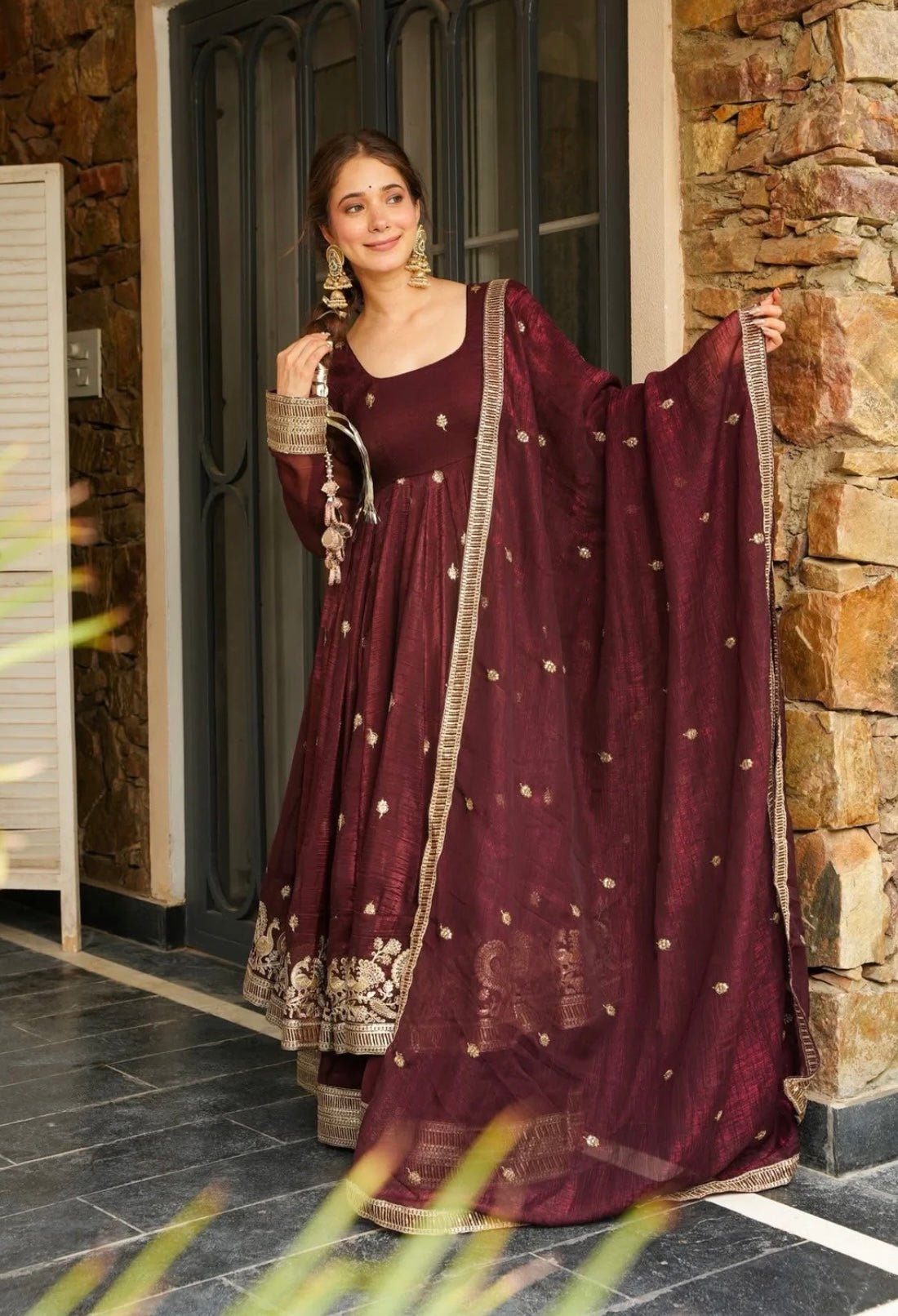 Heavy Embroidered Anarkali Suit Set with Dupatta