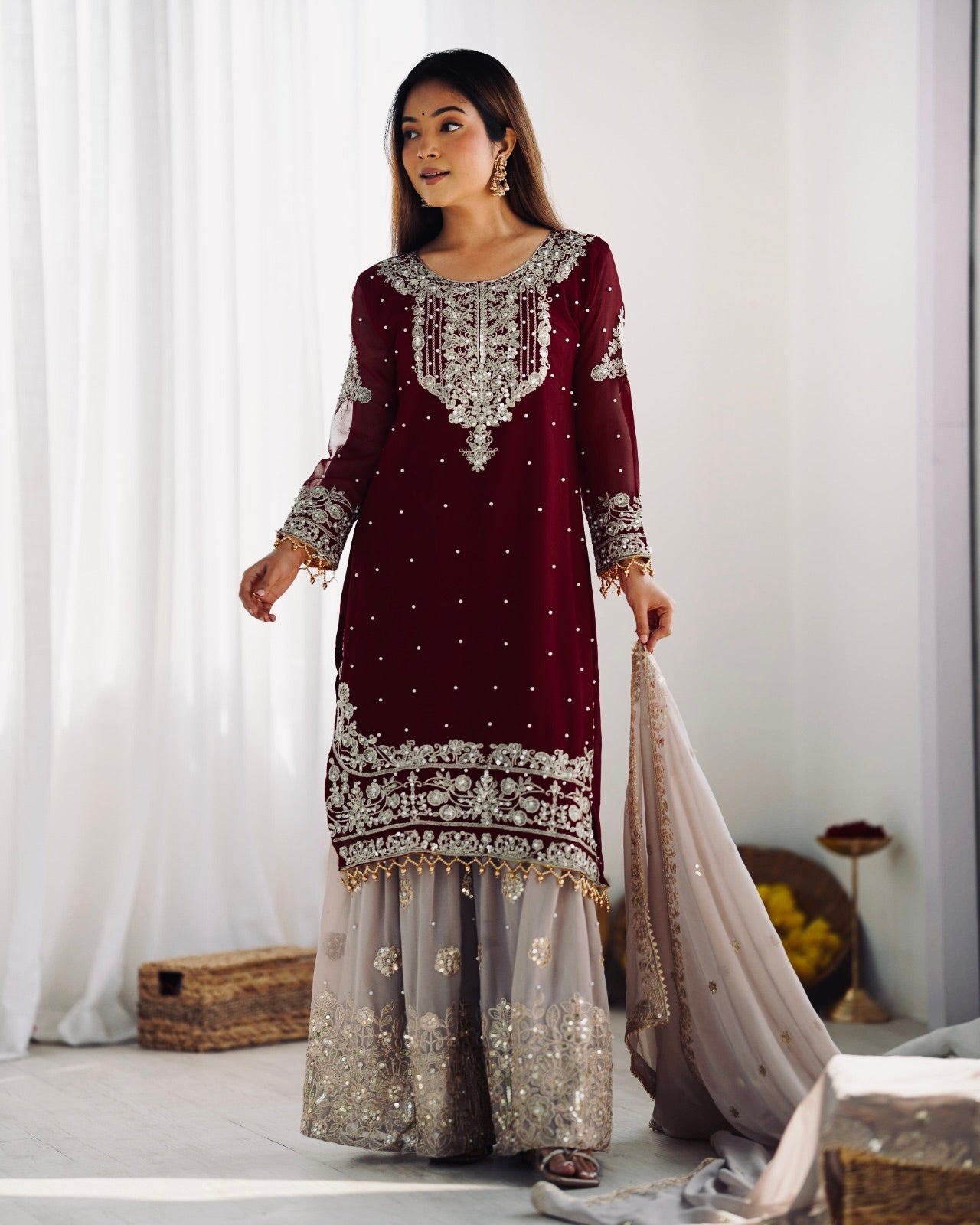 Designer Embroidered Kurta Set with Dupatta (Multi Color) | Wedding & Festive Wear Suit