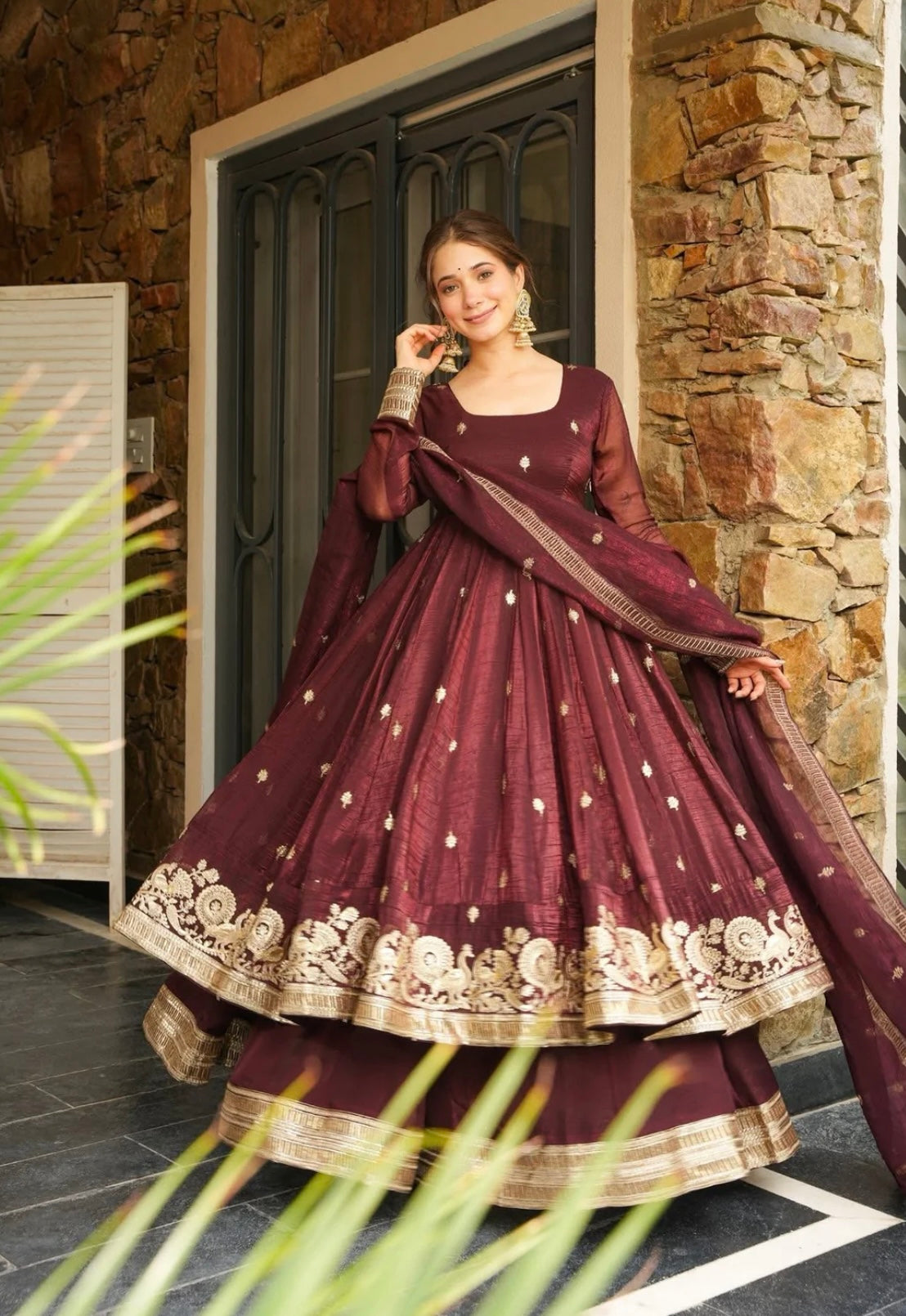 Heavy Embroidered Anarkali Suit Set with Dupatta