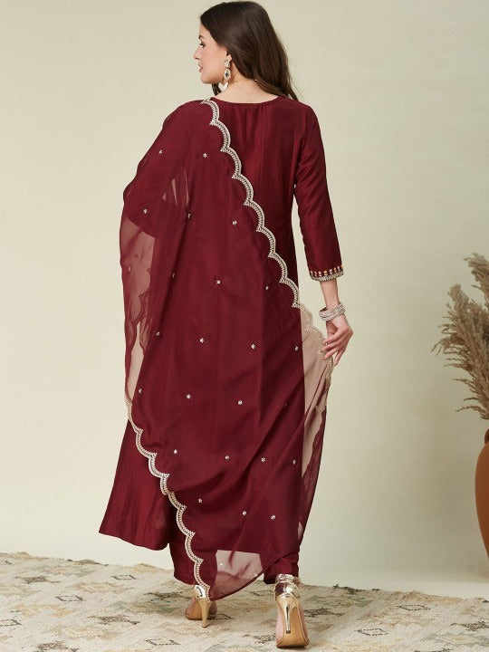 Designer Embroidered Kurta Set with Dupatta for Women
