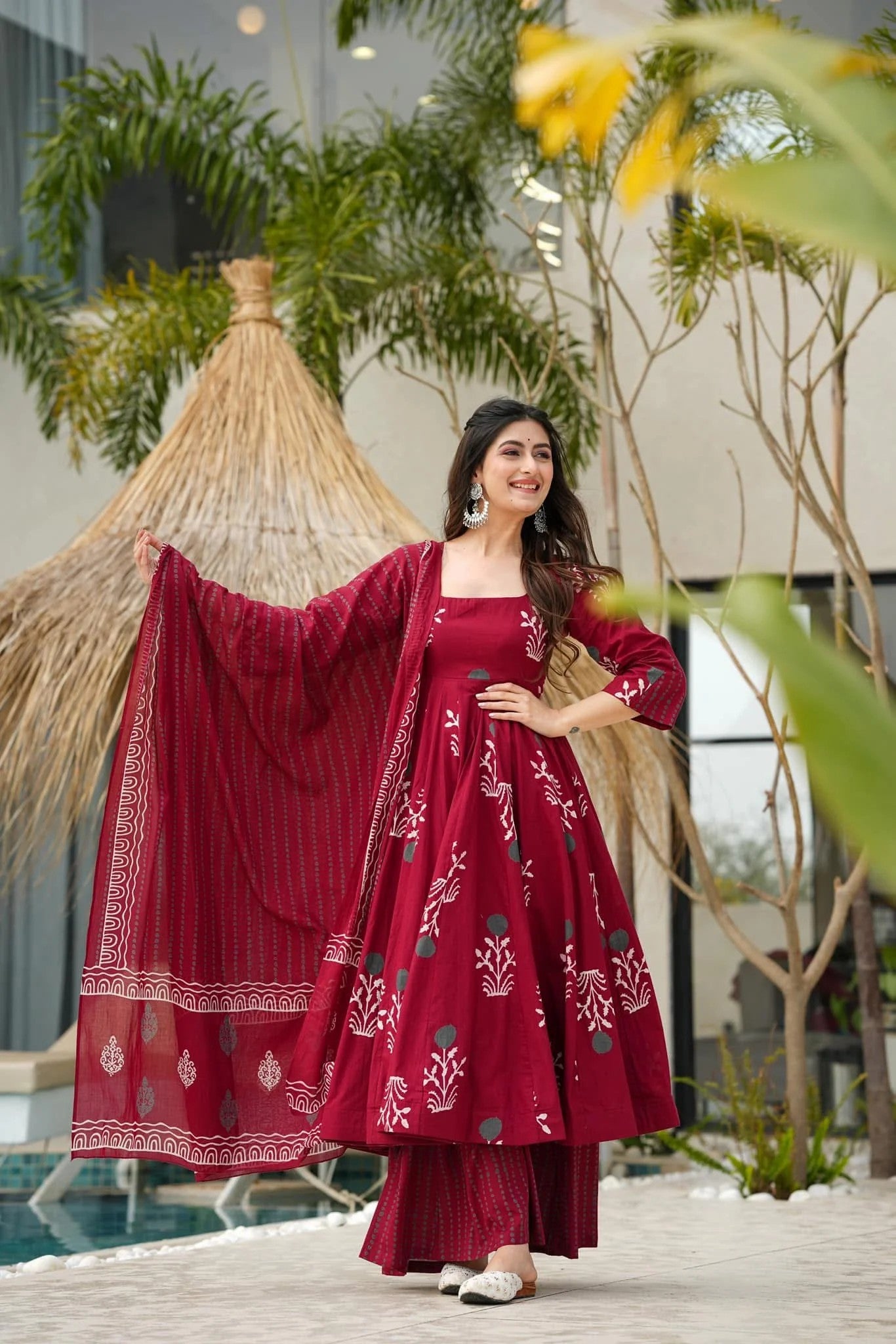 Maroon Designer Anarkali Suit for Women