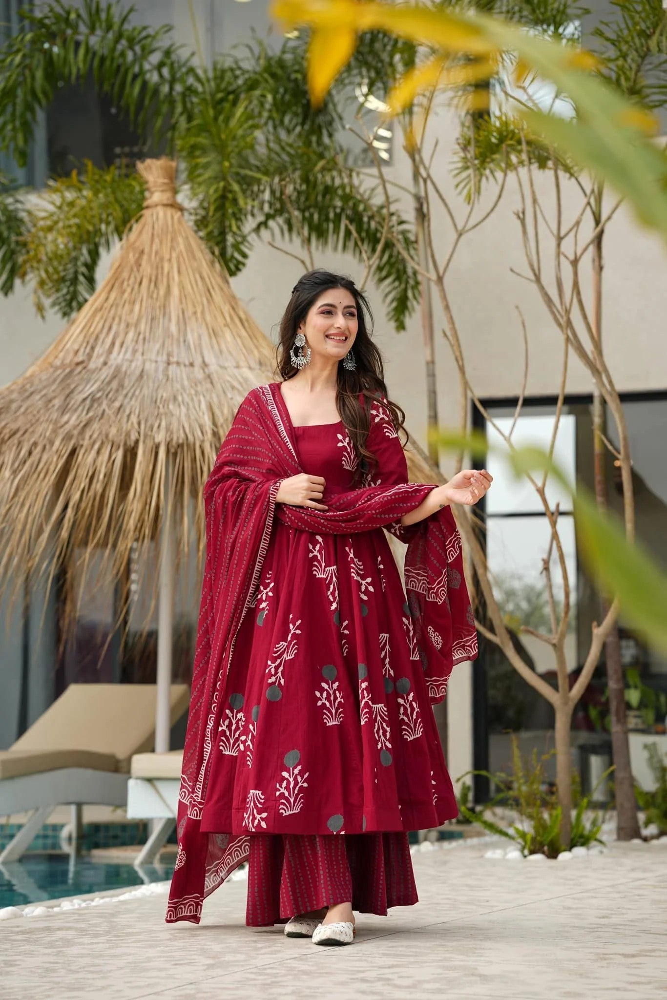 Maroon Designer Anarkali Suit for Women