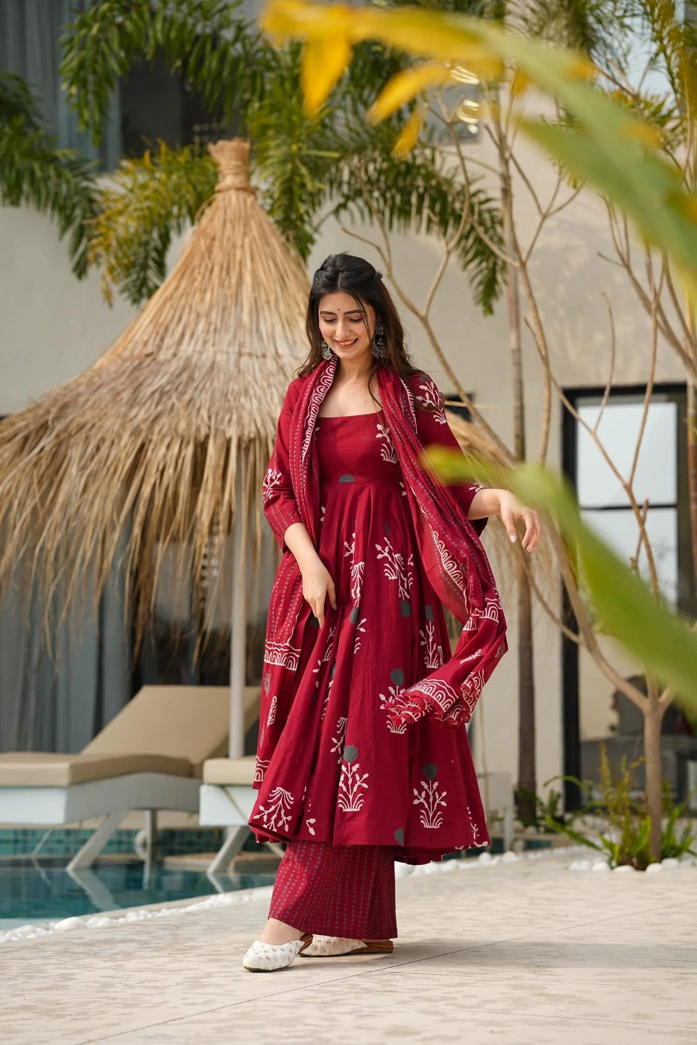 Maroon Designer Anarkali Suit for Women