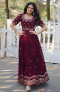  Maroon Anarkali Kurta Set for Women | Festive & Party Wear Ethnic Dress