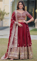 Maroon Lehenga Set with Heavy Gold Embroidery