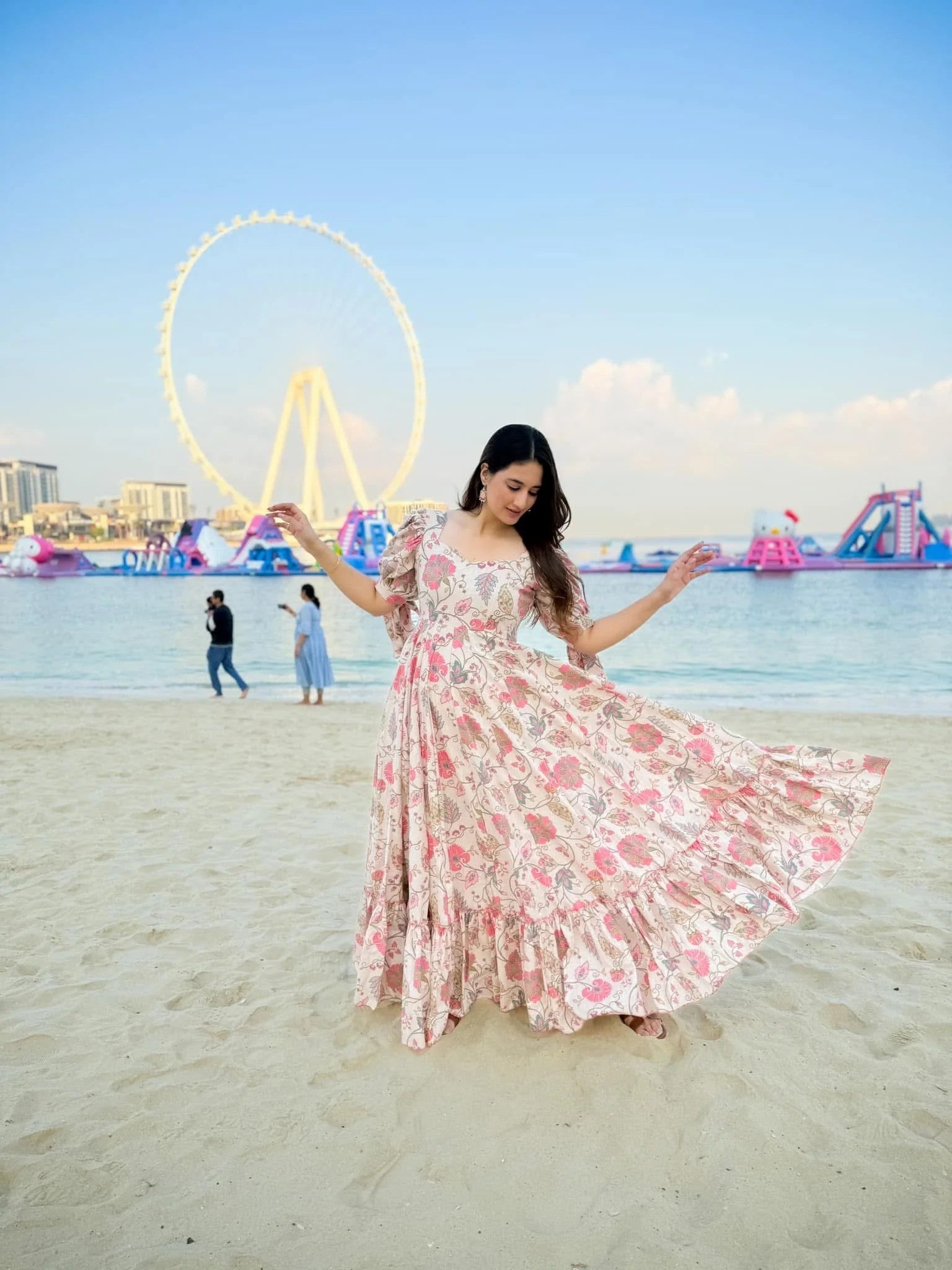 Blush Pink Floral Sweetheart Maxi Dress