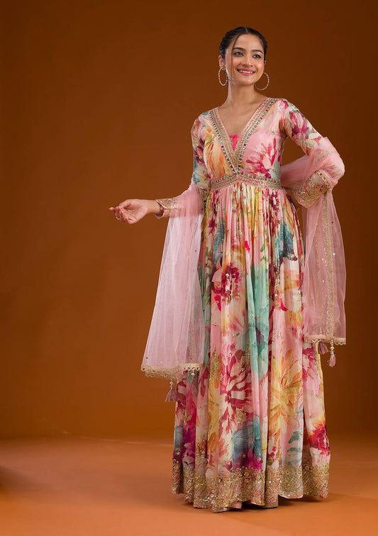 Stunning Multi-Colored Gown for Women – Party & Festive Wear