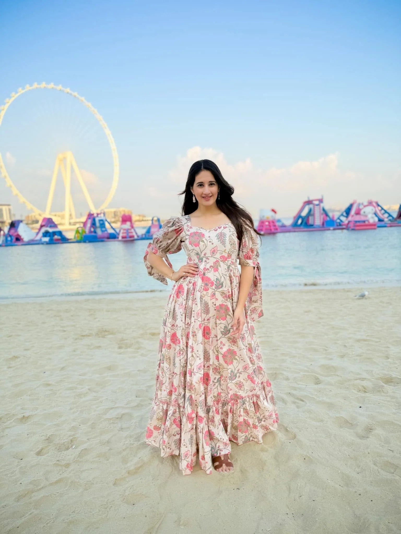 Blush Pink Floral Sweetheart Maxi Dress