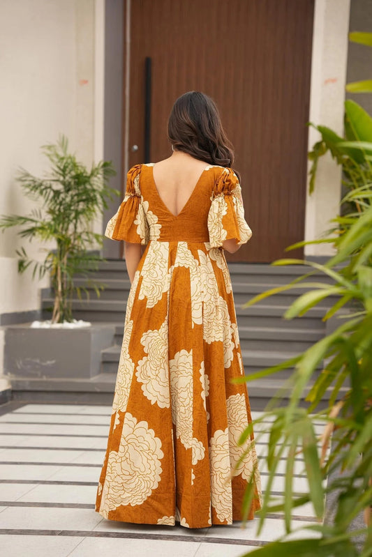 Golden Mustard Elegance Maxi Dress