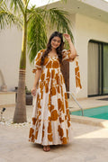 Mustard Printed Maxi Dress for Women