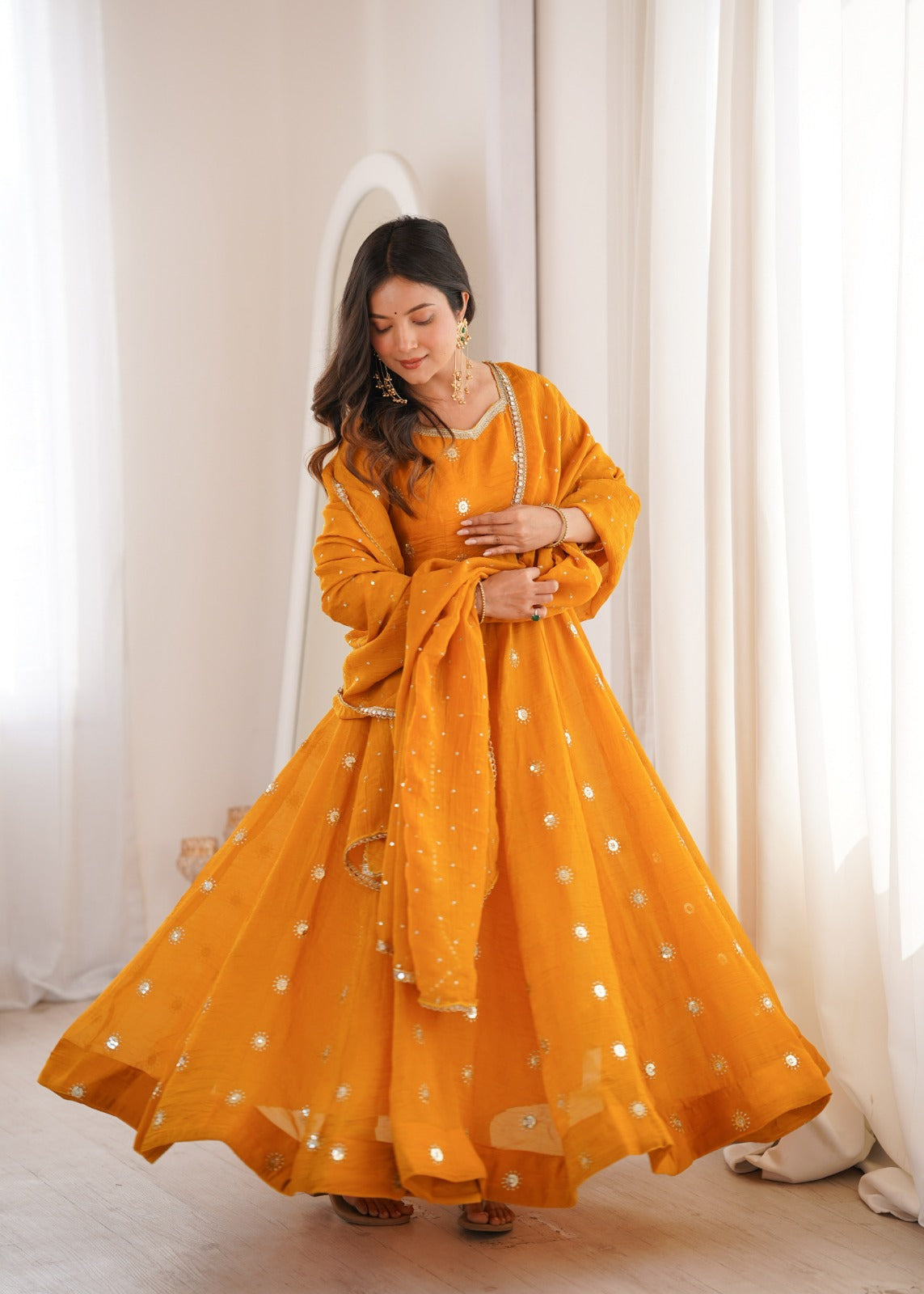 Mustard Yellow Anarkali Suit with Dupatta