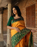 Mustard Yellow Saree with Green Border