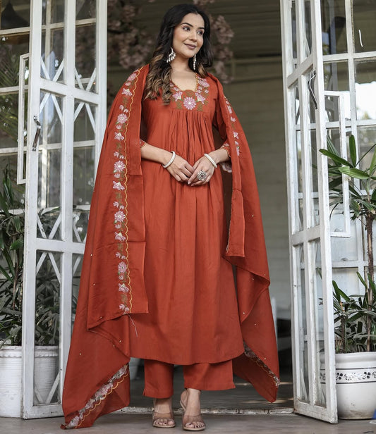Bright Orange Kurta set for womens