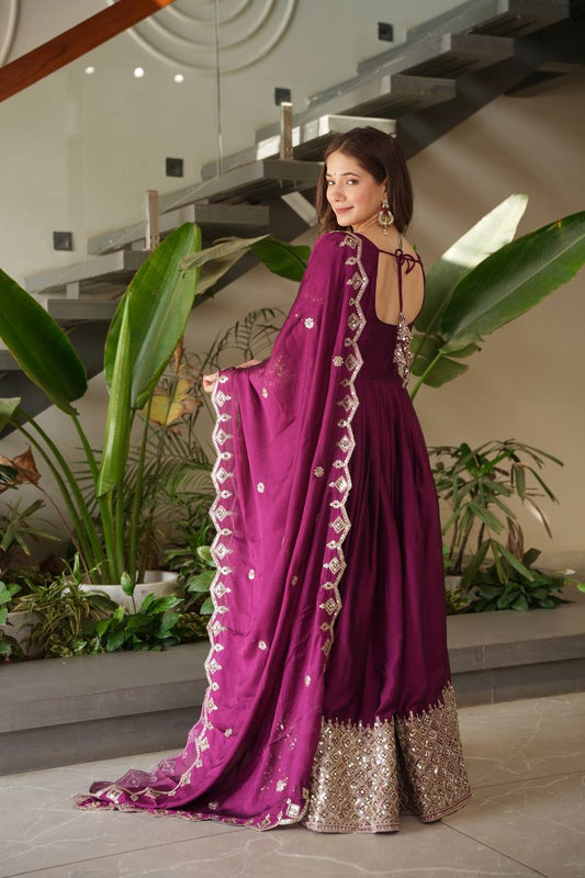 Royal Wine Elegance Anarkali Suit